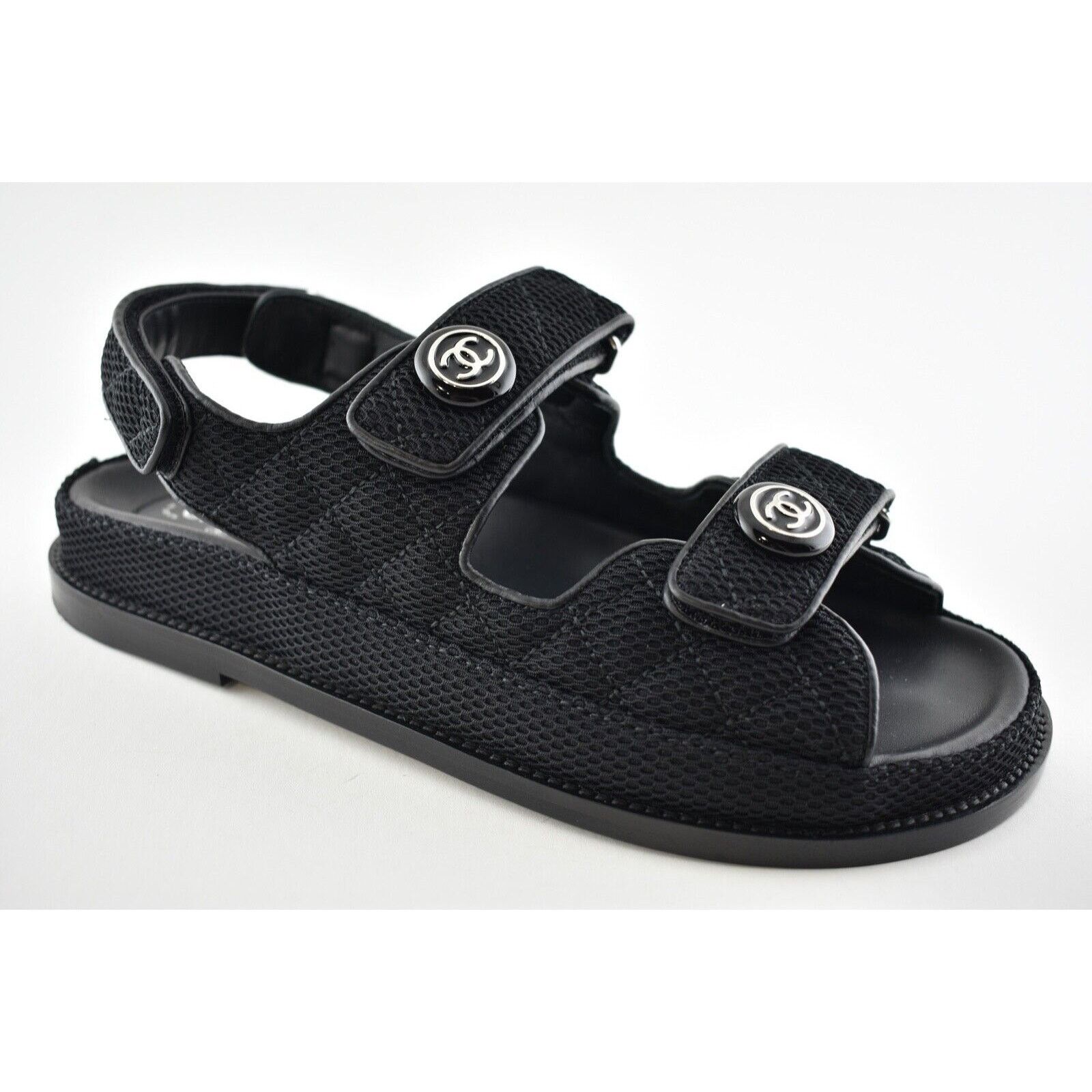 Chanel Chanel 21C Black Fabric Silver CC Logo Mule Slide Strap 42 Size US 12 / IT 42 - 4 Thumbnail