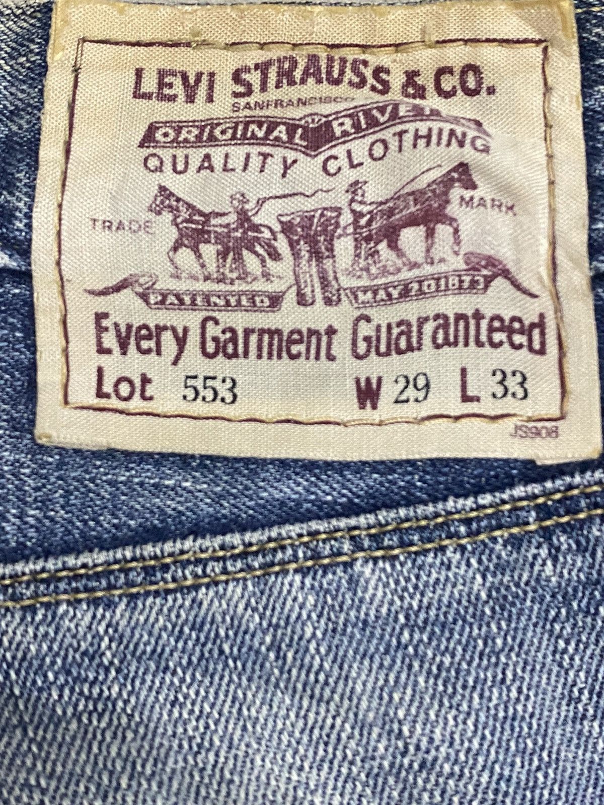 Levi's Vintage Levis553 Blue Wash Distresse Loose Jeans Size US 30 / EU 46 - 18 Thumbnail