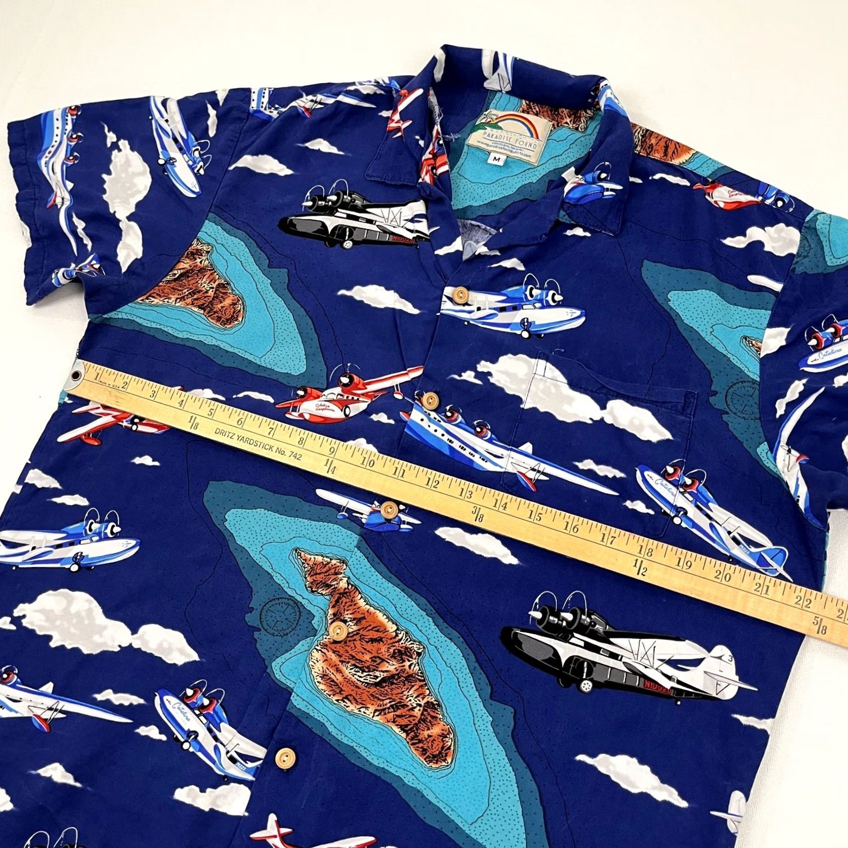 Paradise Paradise Found Shirt Mens M Blue Airplanes Aviation Scenic Aloha Button Up S/S Size US M / EU 48-50 / 2 - 5 Thumbnail