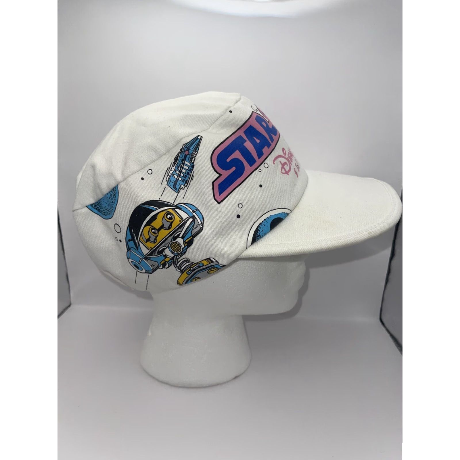 Disney VINTAGE Star Tours Hat Disney Baseball Cap R2-D2 C3PO MGM Studios Disneyland Star Wars White Snapback Men One Size Size ONE SIZE - 3 Thumbnail