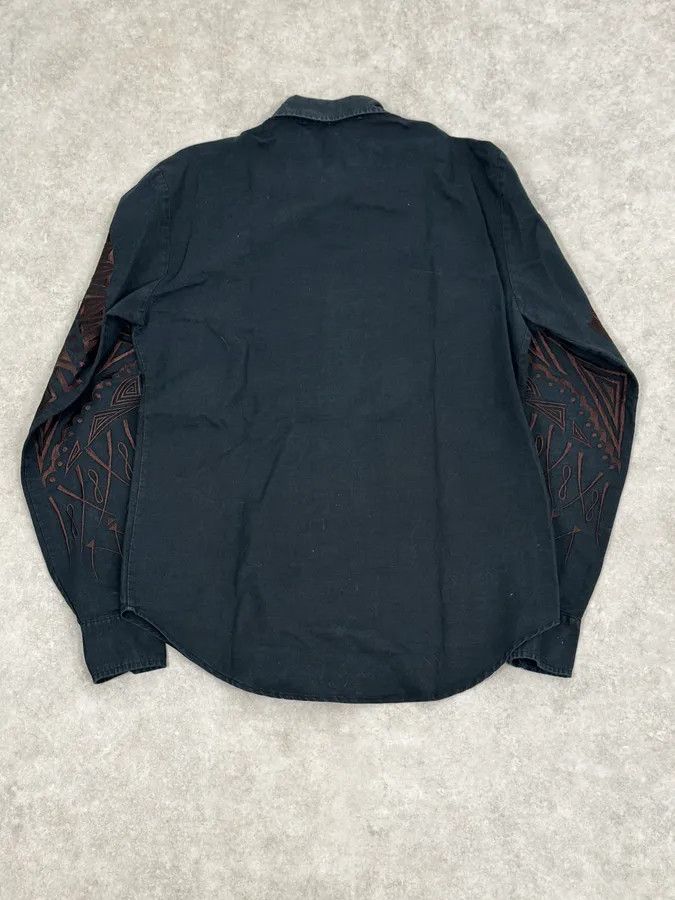 Roberto Cavalli Roberto Cavalli Black & Brown Crop Circle Embroidered Shirt Size US M / EU 48-50 / 2 - 4 Thumbnail