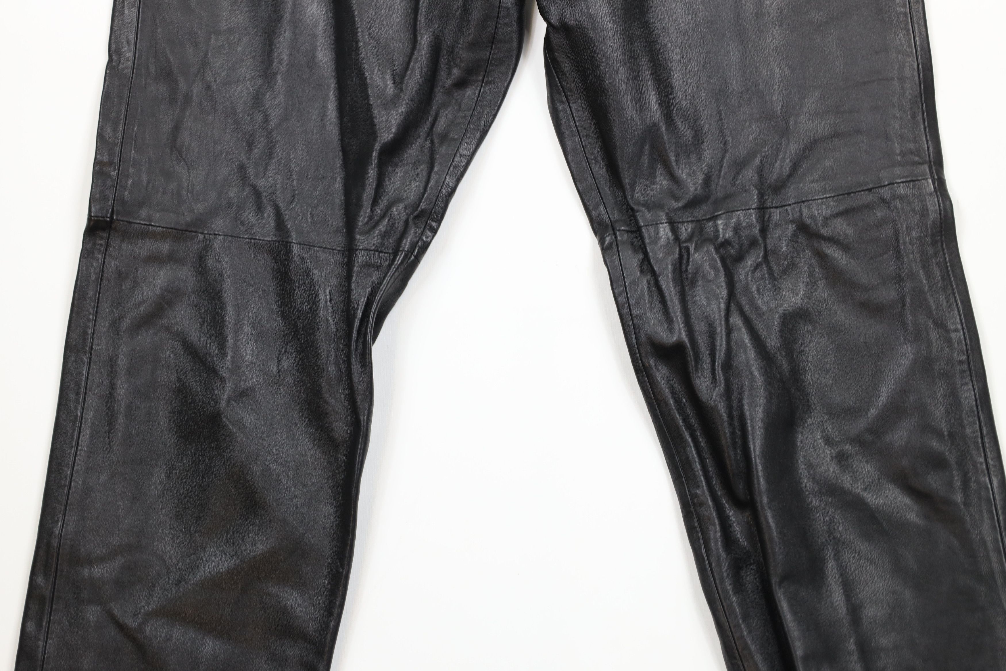 Vintage Vintage 90s Streetwear Faded Leather Motorcycle Pants Black Size 36" / US 14 / IT 50 - 3 Thumbnail