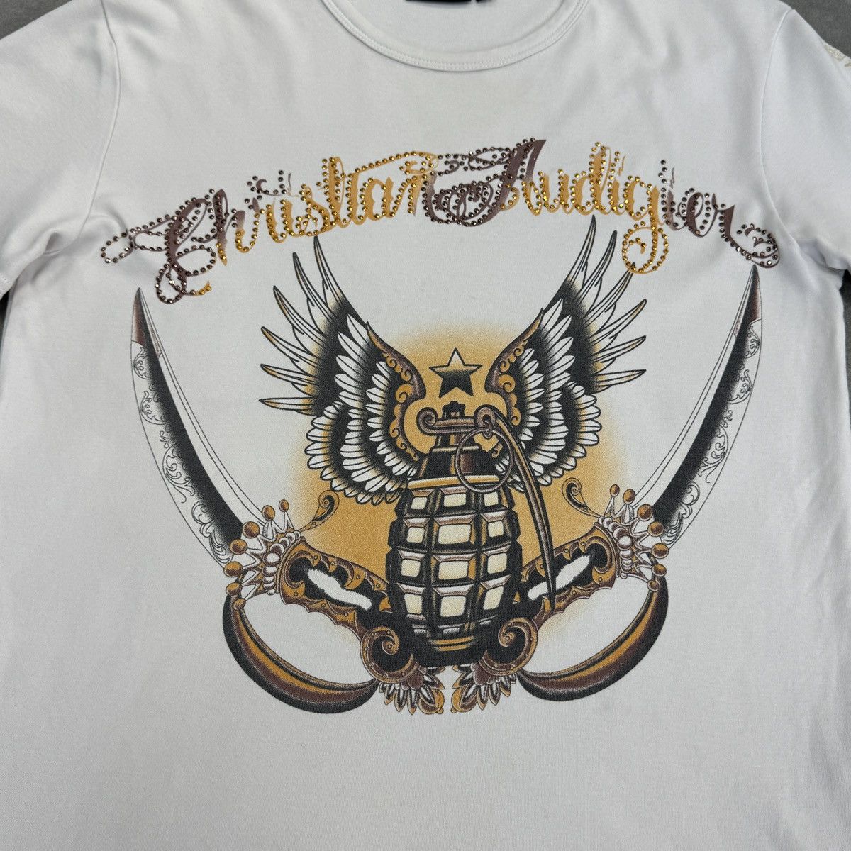 Ed Hardy Christian Audigier Los Angeles Tattoo Grenade Y2K T-Shirt Size S / US 4 / IT 40 - 7 Thumbnail