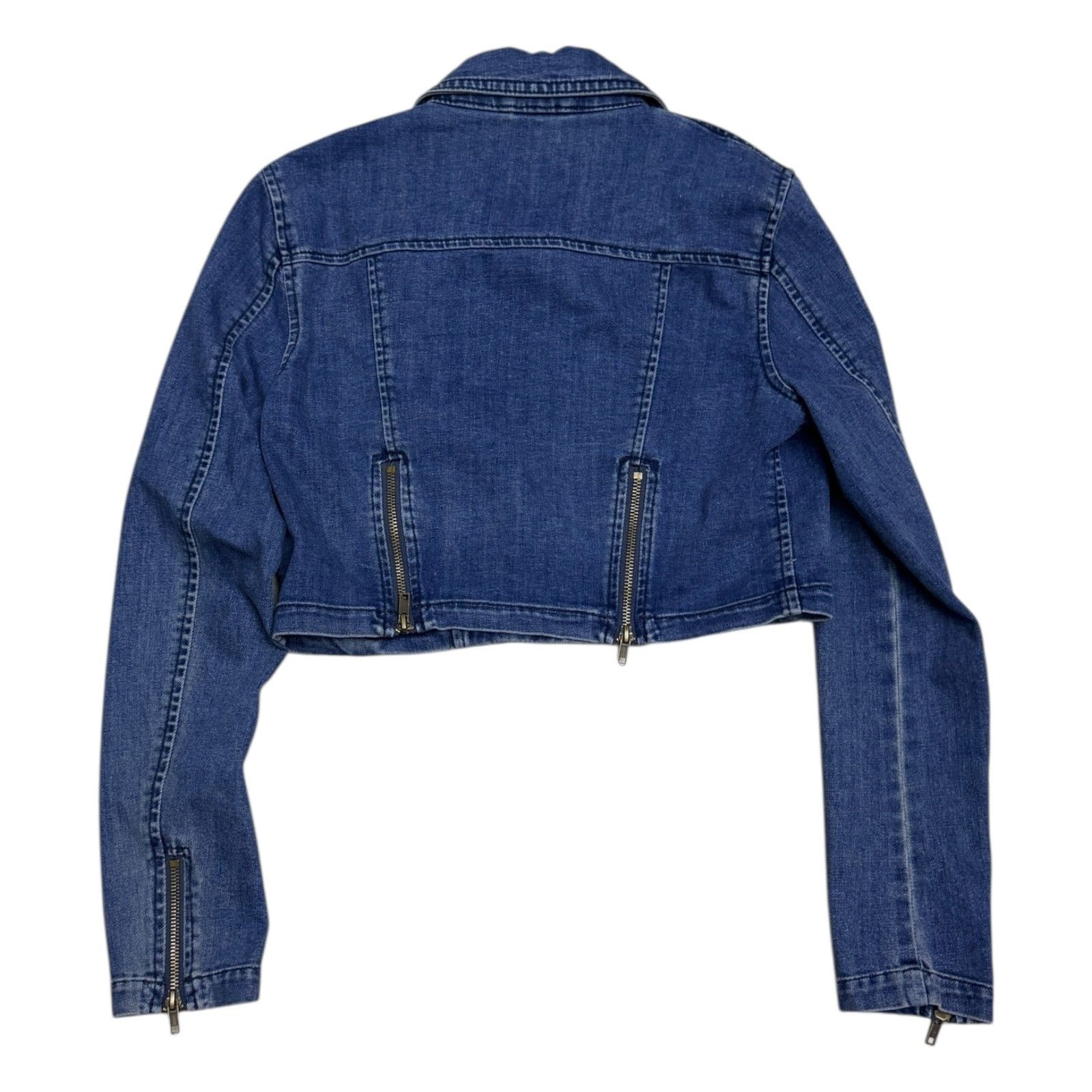 Free People FREE PEOPLE Designer CROPPED Denim Blue Jean Jacket Small Size S / US 4 / IT 40 - 2 Thumbnail