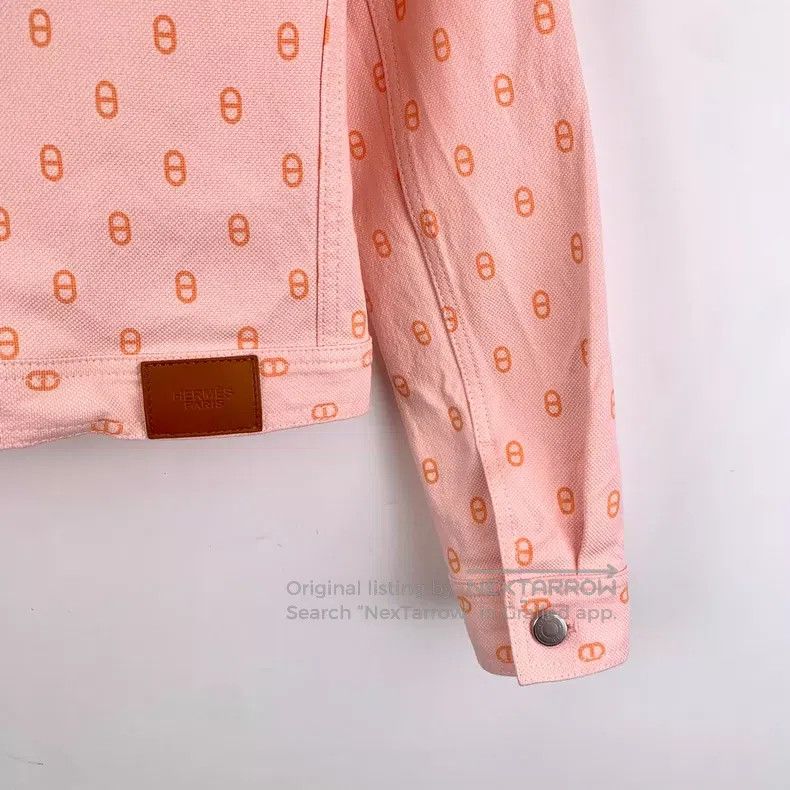 Hermes Hermes Pink Pig Nose Printed Cotton Lapel Single-Breasted Size XS / US 0-2 / IT 36-38 - 5 Thumbnail