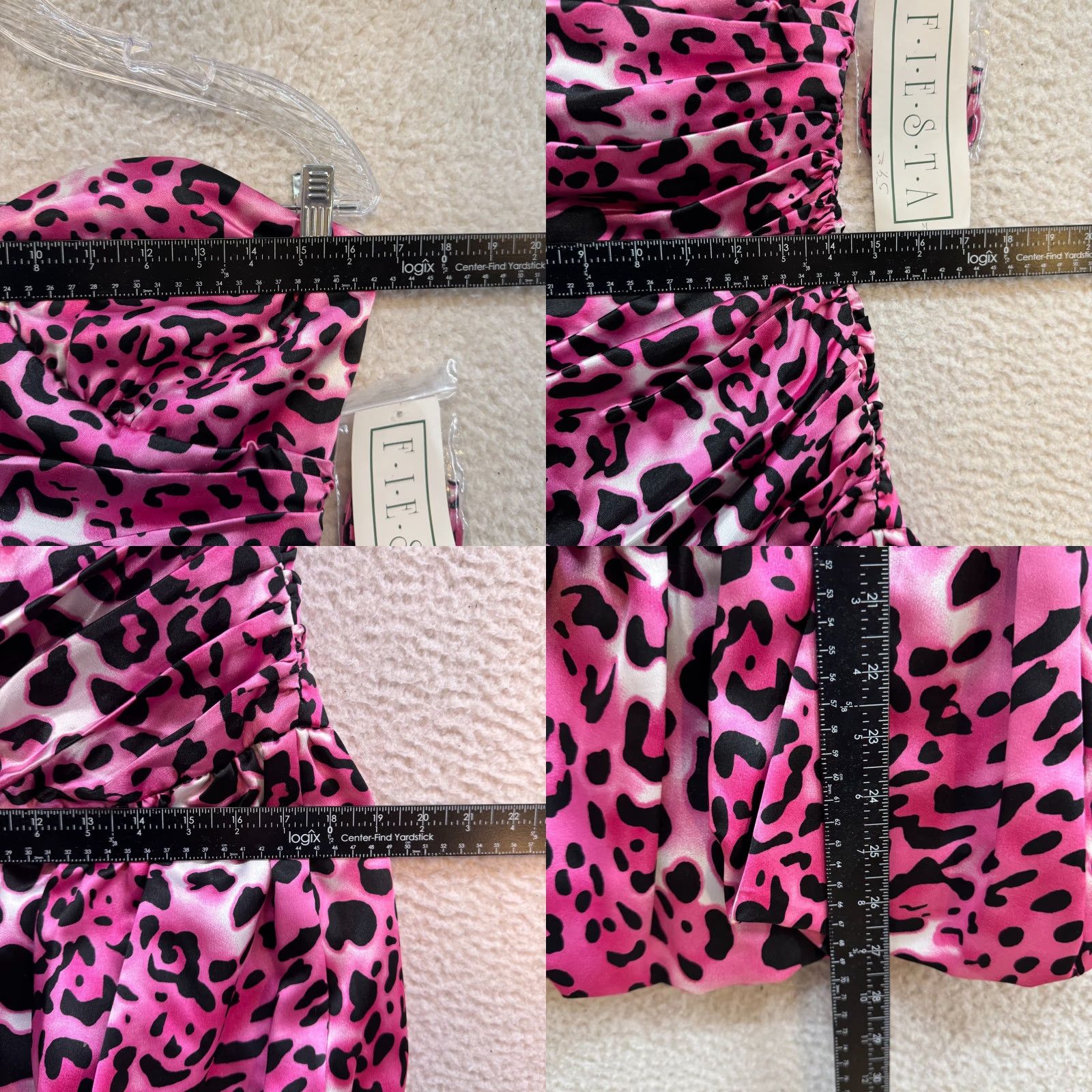 Vintage VINTAGE 90s Y2K Fiesta Strapless Mini Dress Pink Cheetah Leopard Satin 8 Medium Women's Size M / US 6-8 / IT 42-44 - 8 Thumbnail