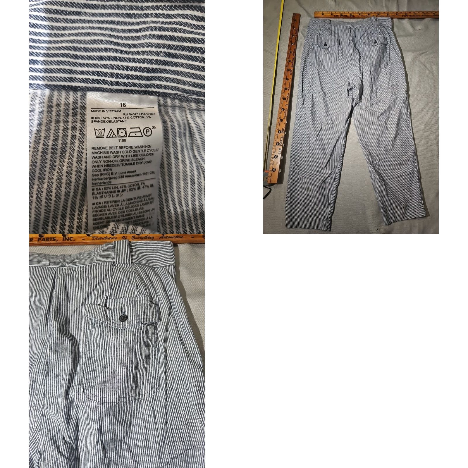 Banana Republic VINTAGE Banana Republic Pants Womens 16 Blue White Linen Blend Beltd Railroad Stripe Casual Workwear Jeans? No, Pants. Size 38" / US 16 / IT 52 - 9 Thumbnail