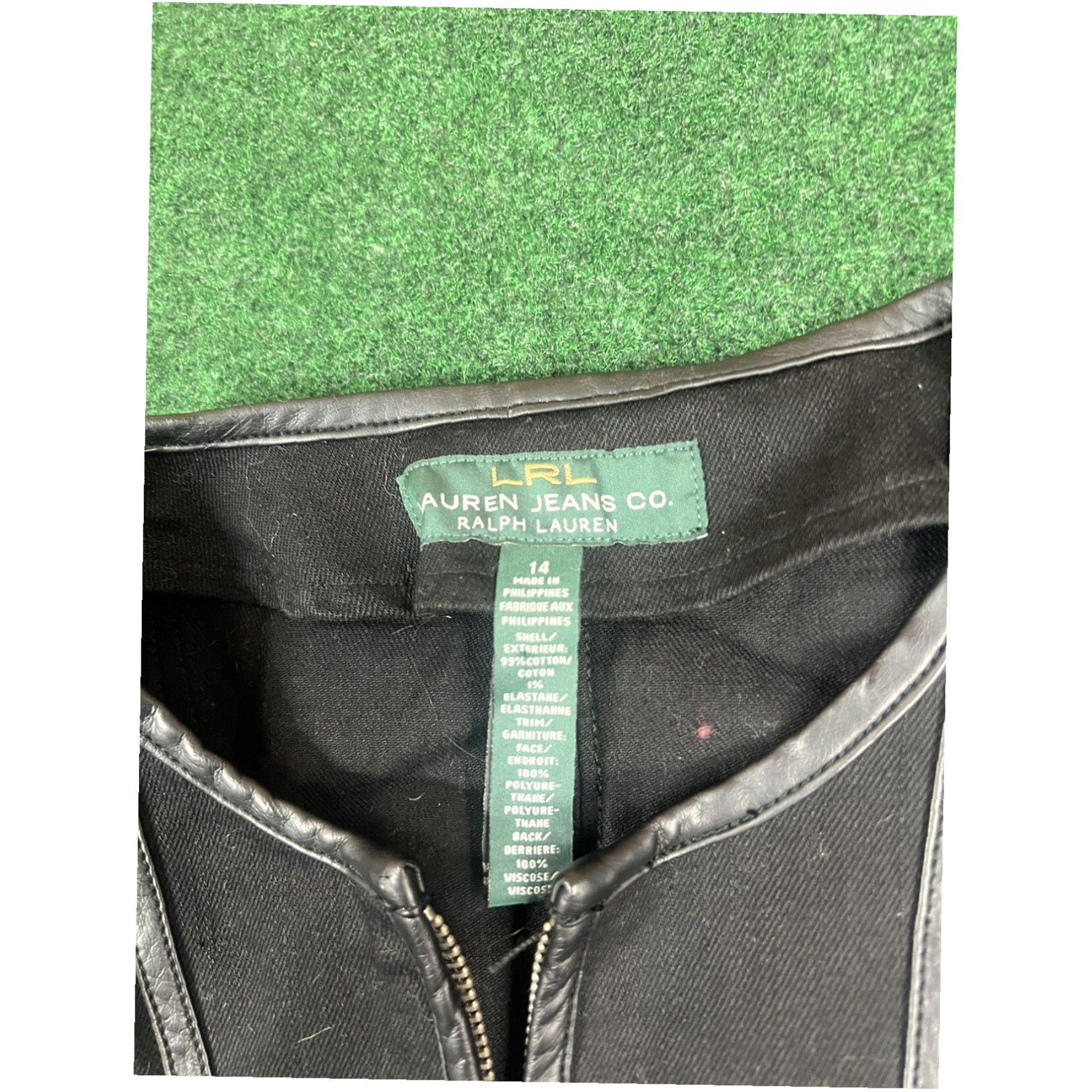 CO LRL Ralph Lauren Jeans Co Equestrian Denim Jacket Size Large Black 14 Zip Up Size 36" / US 14 / IT 50 - 5 Thumbnail