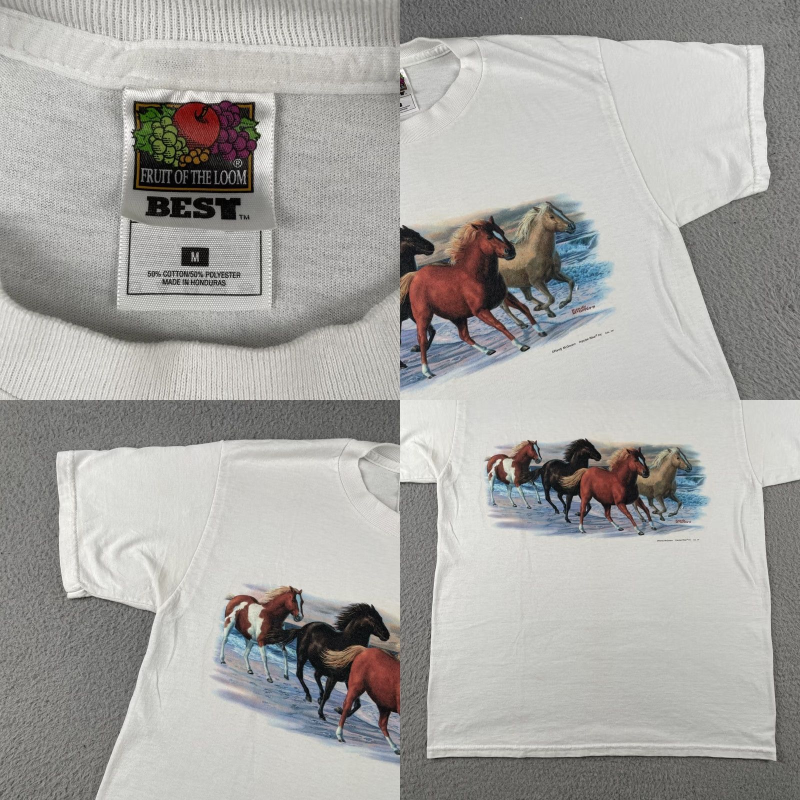 Fruit Of The Loom VINTAGE Fruit of The Loom Adult Medium White Shirt Y2K Wild Horses Running Beach Size US M / EU 48-50 / 2 - 8 Thumbnail