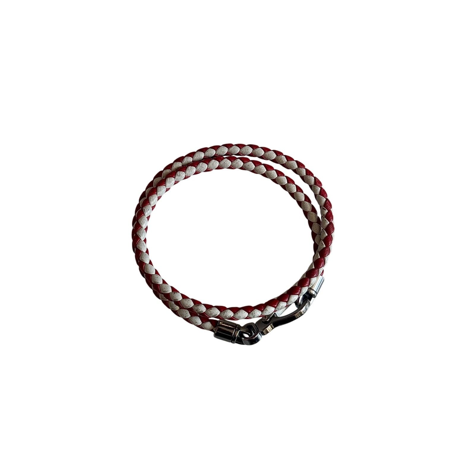 Tod's Tod's Mycolors Bicolor Woven Leather Silver Bracelet Size ONE SIZE - 3 Thumbnail