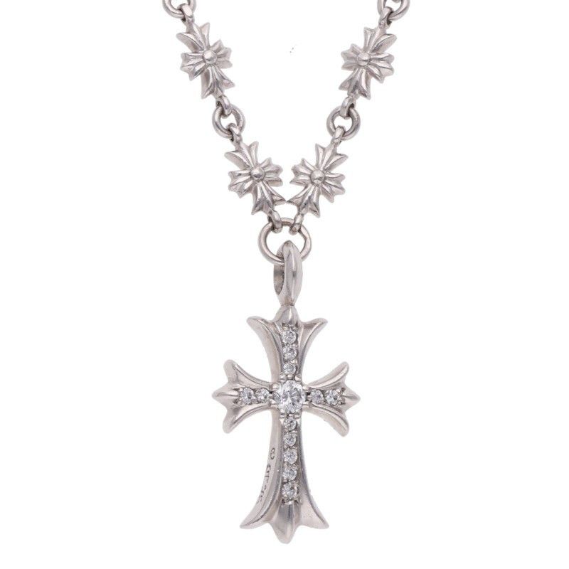 Chrome Hearts Small double CH cross pave diamond pendant 18K DBL
