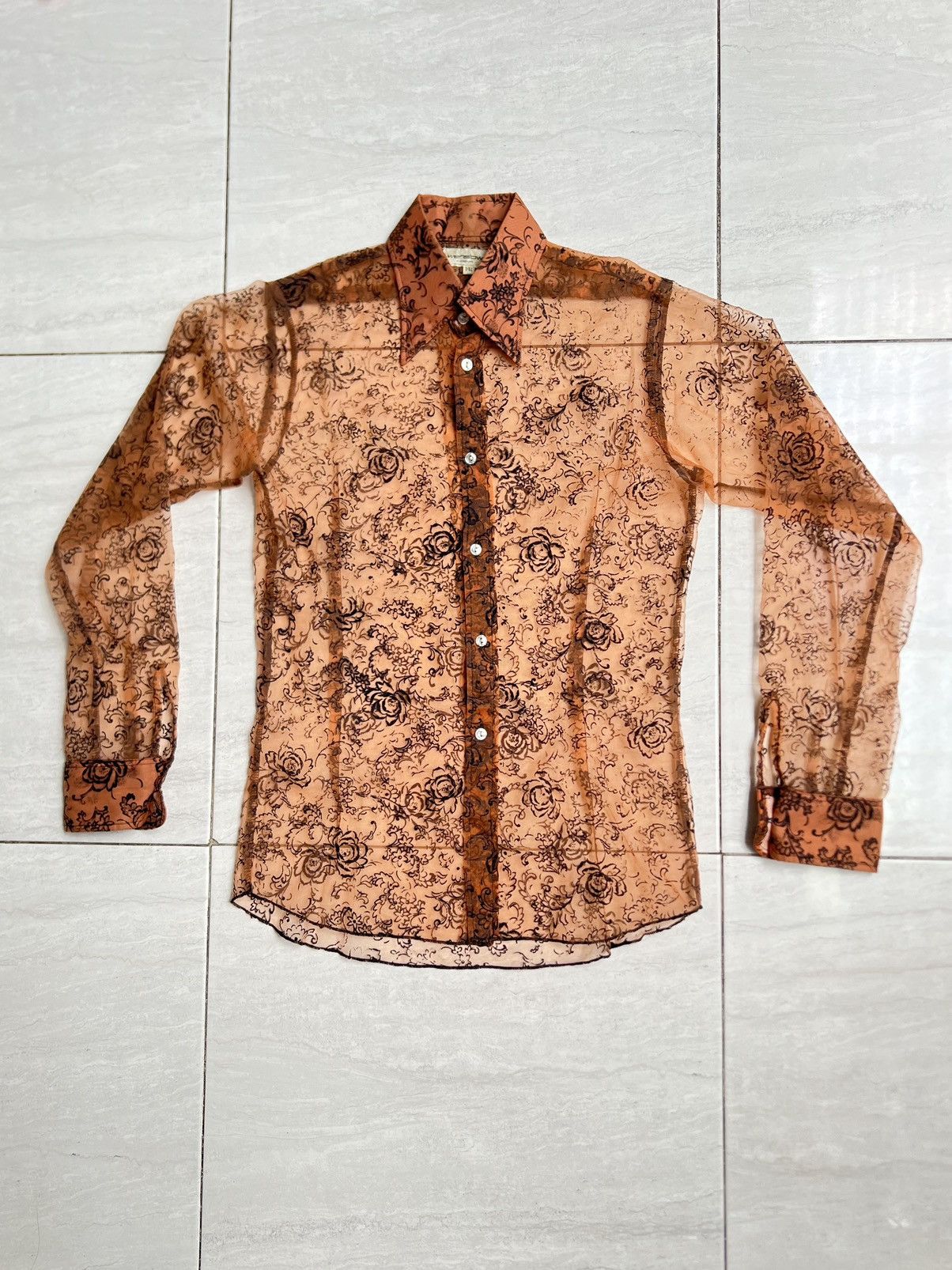 Vintage WENSLOW London Flower Motive Mesh Shirt Size US XS / EU 42 / 0 - 1 Thumbnail