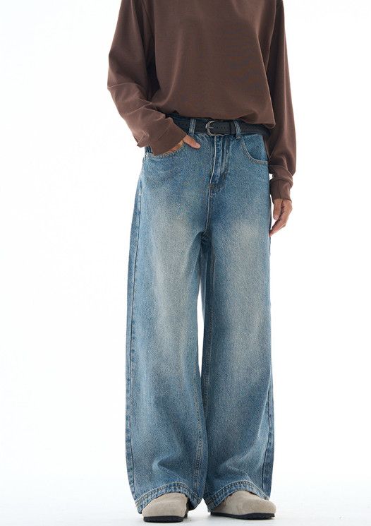 Japanese Brand Men's American-Style Retro Loose-Fit Washed Denim Jeans Size US 32 / EU 48 - 1 Thumbnail