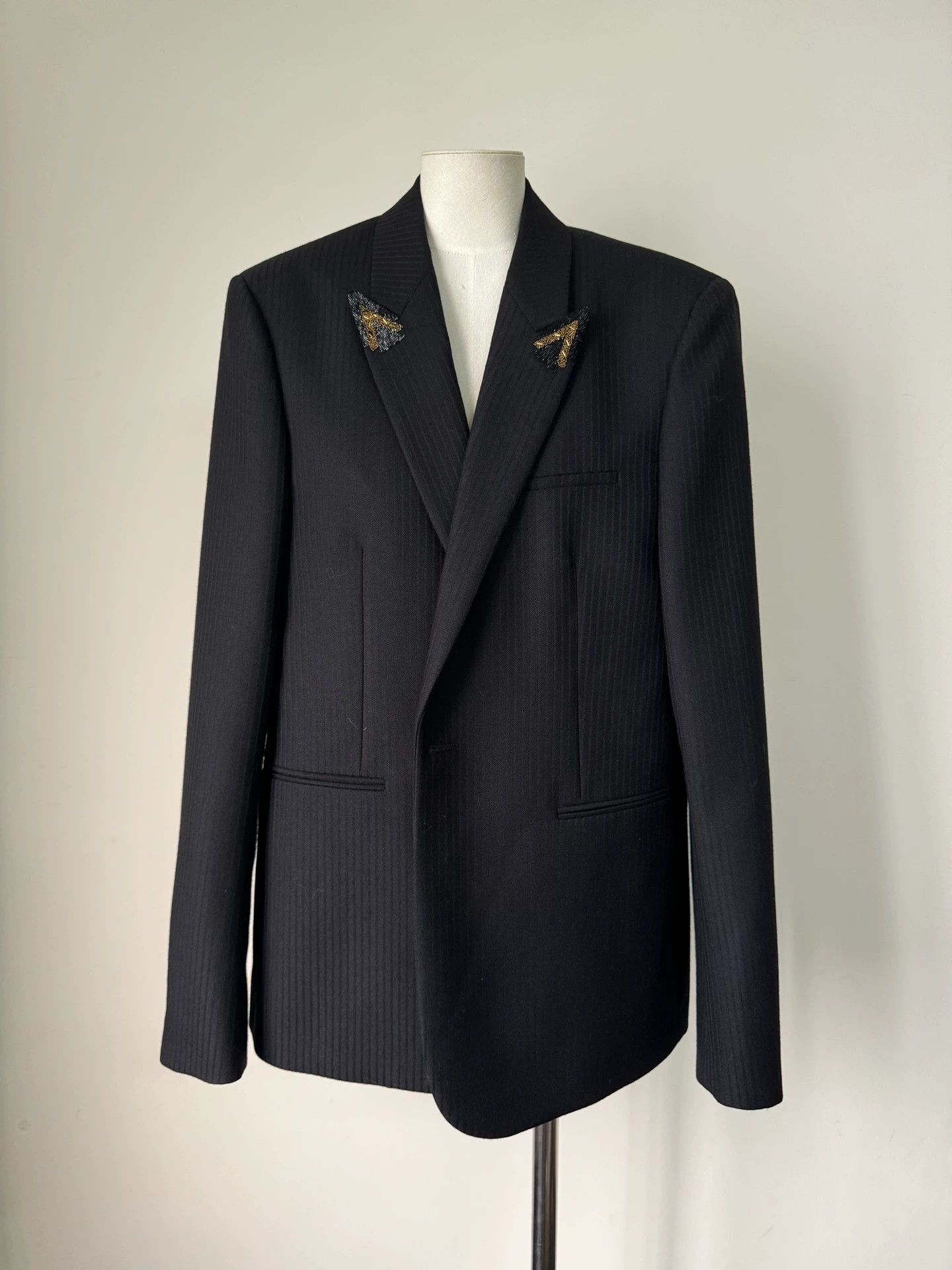 Saint Laurent Paris Saint Laurent 19FW Anthony Beaded Wool-Silk Suit 50 New Size 50R - 1 Thumbnail