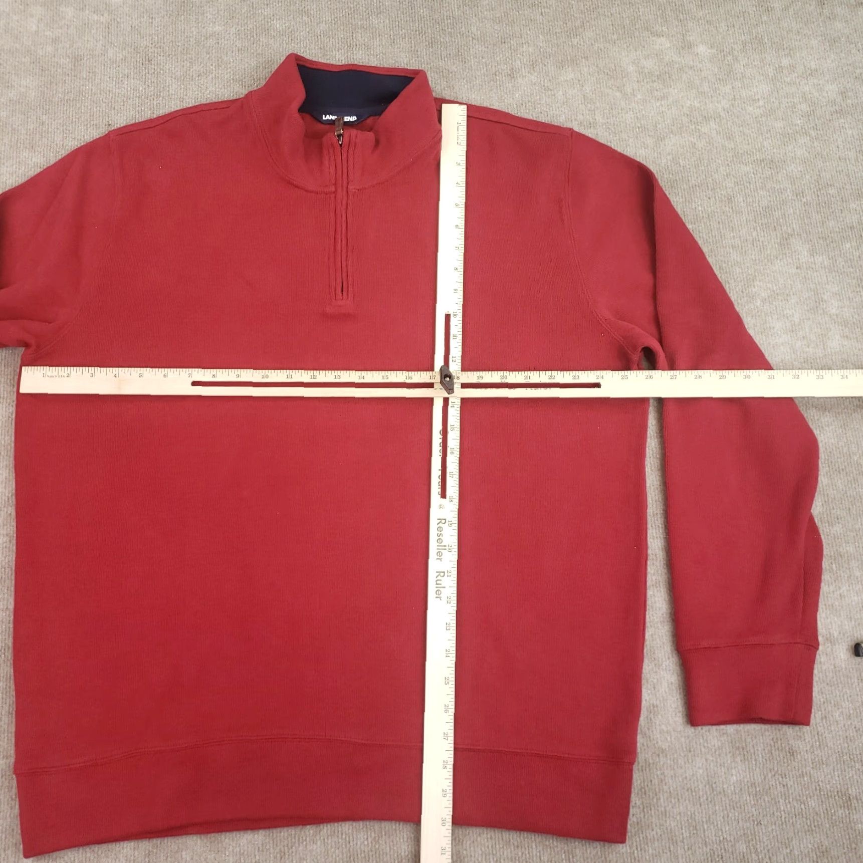 Lands' End Lands End Sweater Mens XL Red 1/4 Zip Long Sleeve Mock Neck Cotton Pullover Size US XL / EU 56 / 4 - 2 Thumbnail