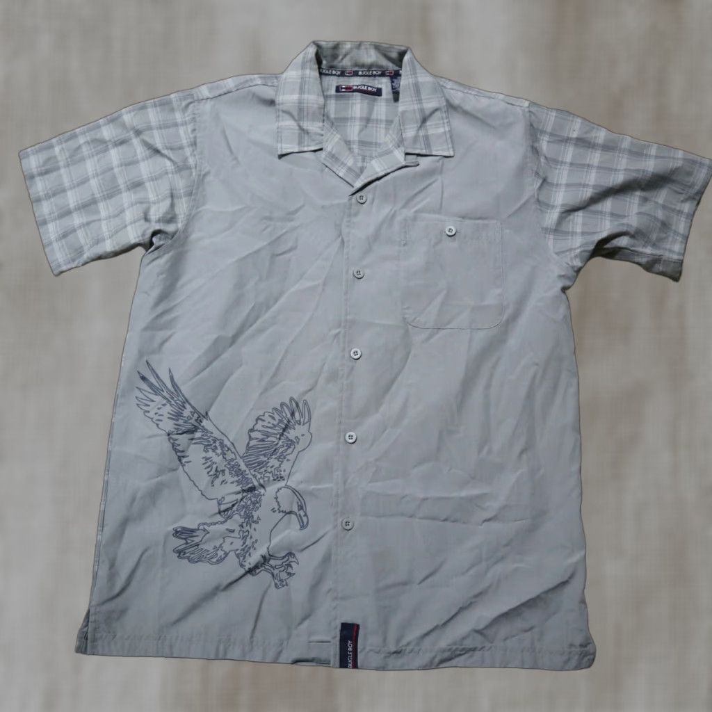 Bugle Boy Bugle Boy Shirt Plaid Button-Up Short Sleeve Casual Adult M Gray Size US M / EU 48-50 / 2 - 1 Thumbnail