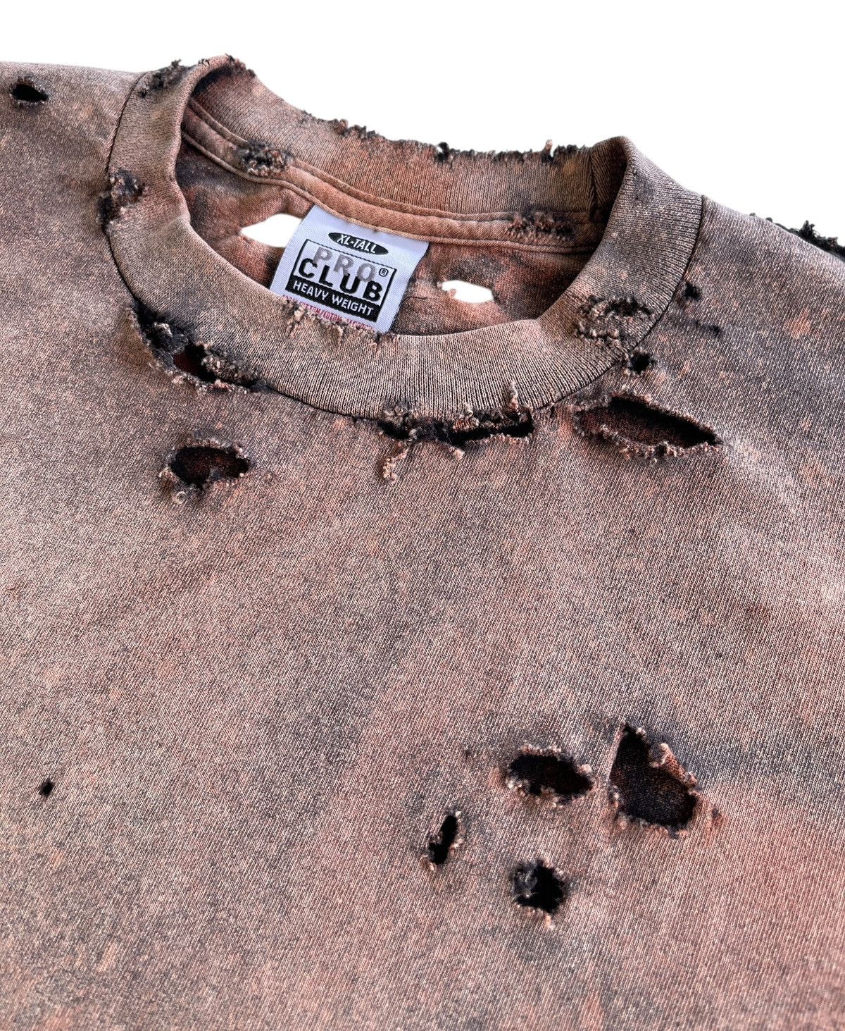 Vintage Thrashed!!! Distressed Acid Wash Grunge Pro Club Shirt Size US XL / EU 56 / 4 - 5 Thumbnail