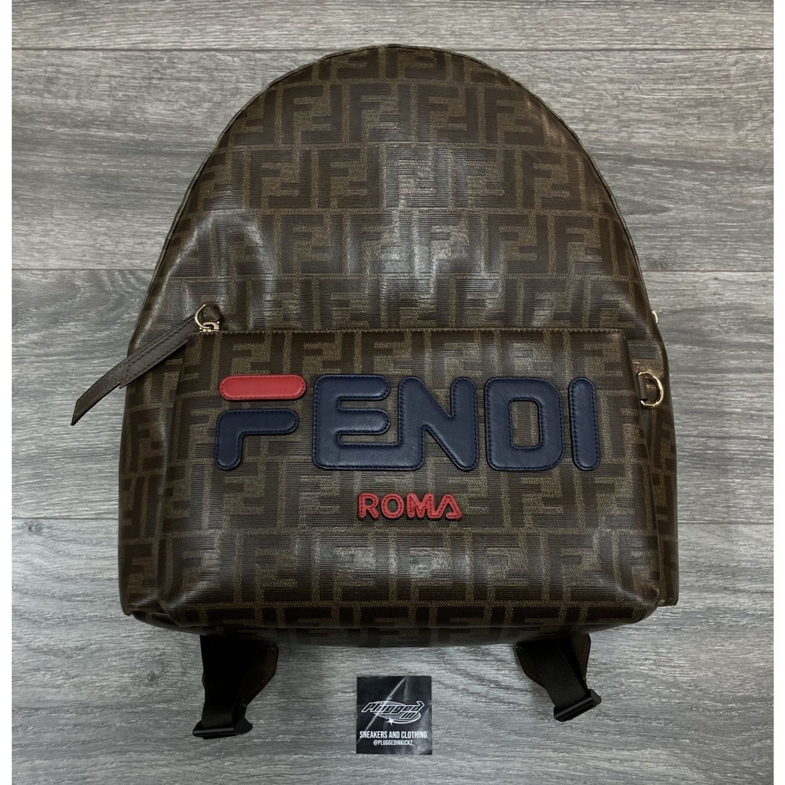 Fendi Fendi x Fila Brown Zucca Coated Canvas Mania Backpack 
