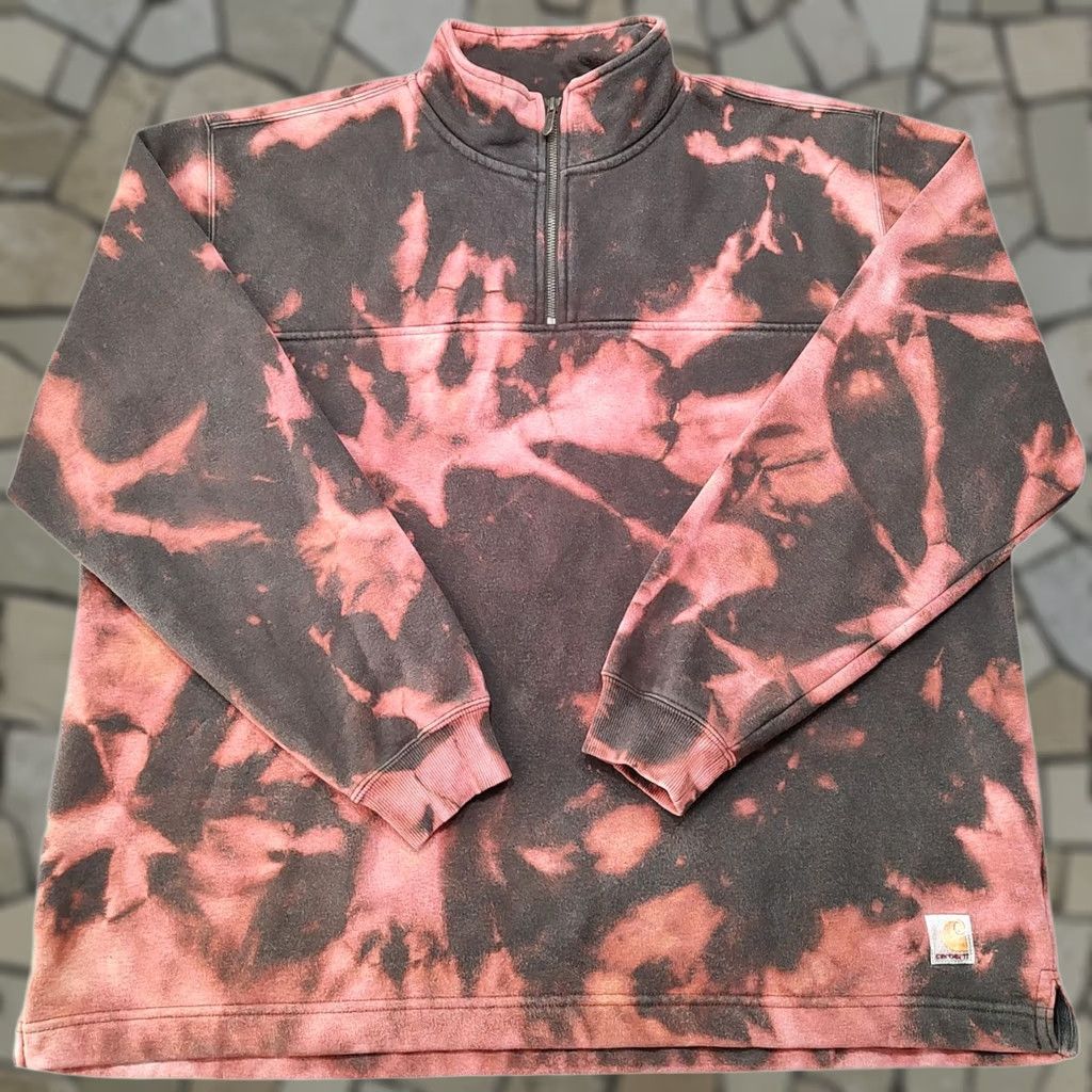 Carhartt VINTAGE Carhartt Mens XL Dark Brown 1/4 Zip Sweatshirt Acid Wash Tie Dye KnD Logo Pullover Shirt Size US XL / EU 56 / 4 - 1 Thumbnail