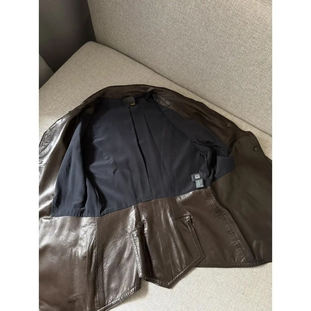 Fendi Fendi Brown Vintage Genuine Leather Silk Lined Blazer IT 40 Size S / US 4 / IT 40 - 9 Thumbnail