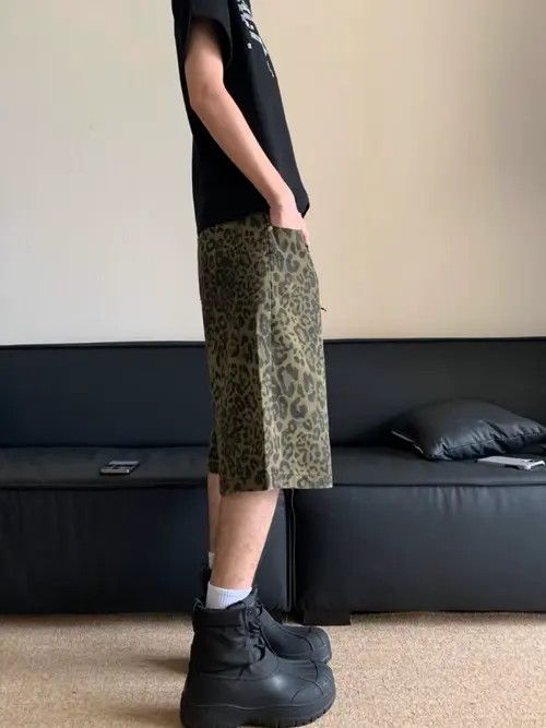 Japanese Brand Fukiishi x Aki Leopard Baggy Shorts Size US 30 / EU 46 - 3 Thumbnail