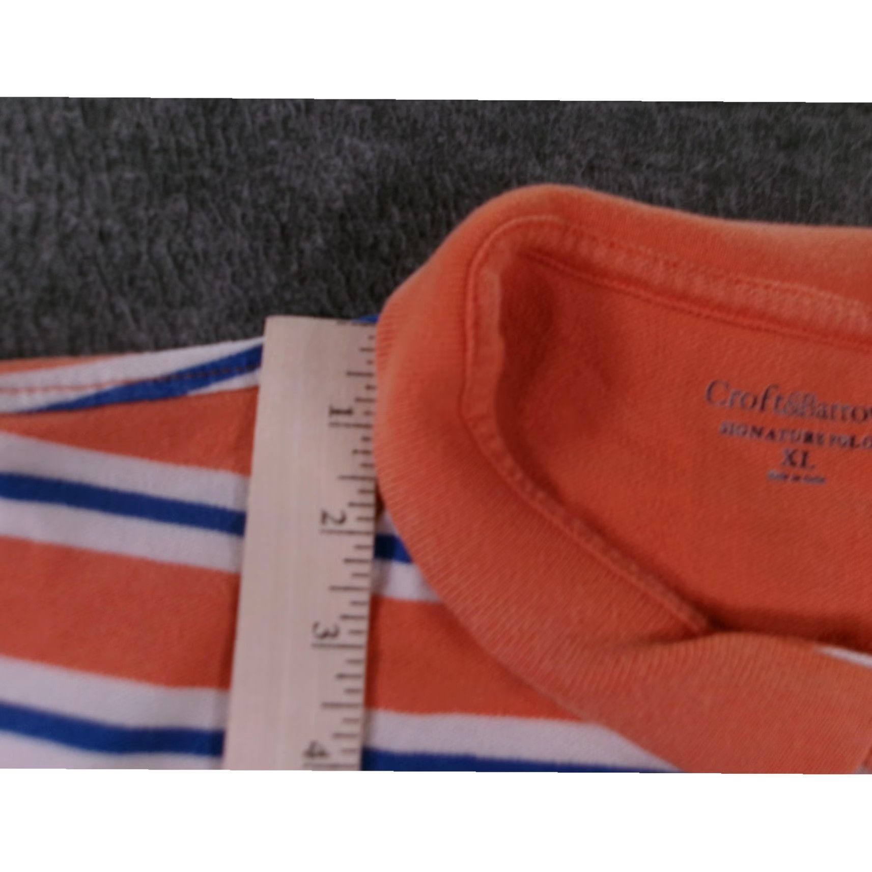 Croft & Barrow Croft Barrow Polo Shirt Men XL Orange Striped Signature Polo Casual Classic Breathable 100% Cotton Button Collared Size US XL / EU 56 / 4 - 4 Thumbnail