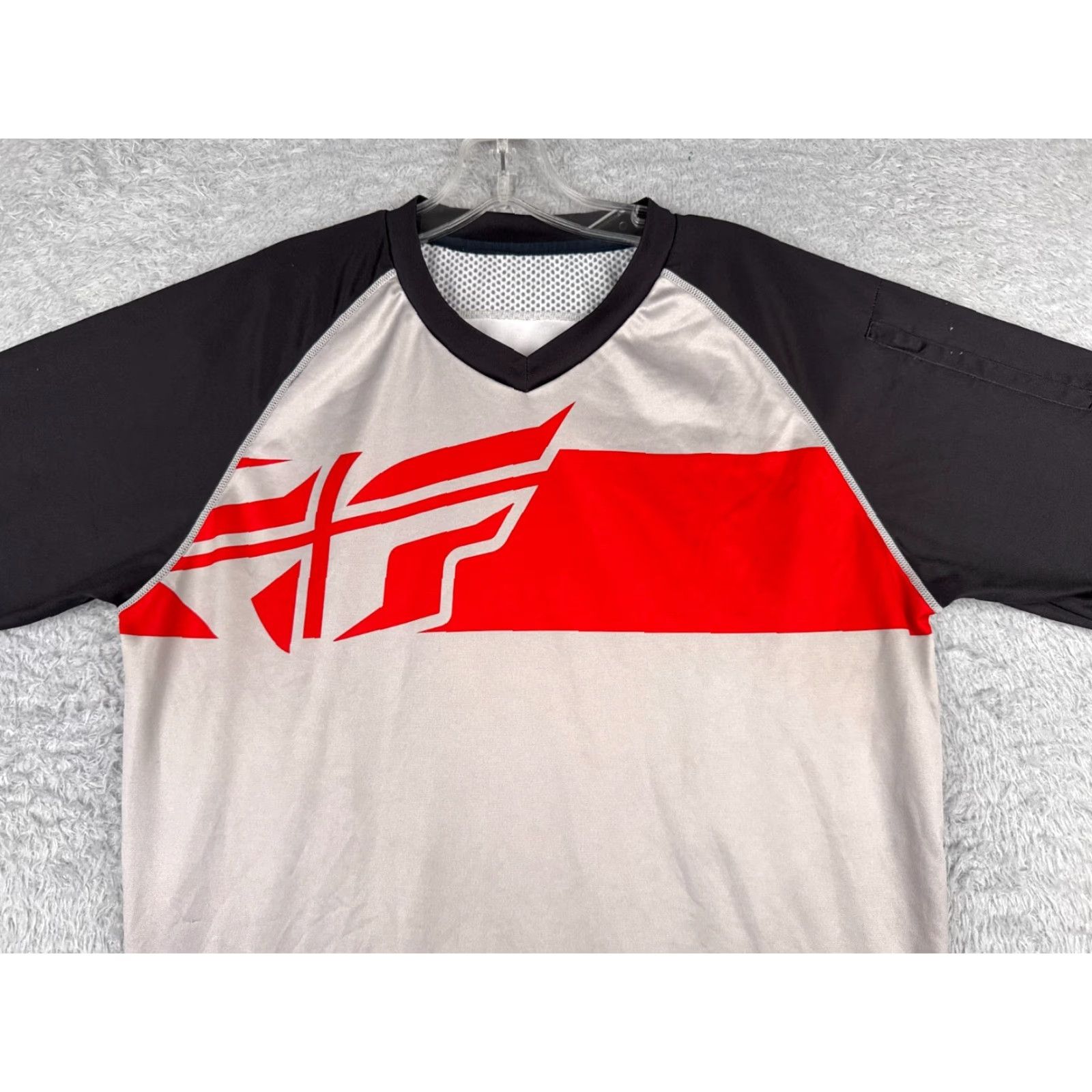 Area Fly Racing Cycling Jersey Mens Shirt Adult Small Gray Black Long Sleeve V-Neck Pullover Pocket Jersey Performance Cycling Size US S / EU 44-46 / 1 - 4 Thumbnail