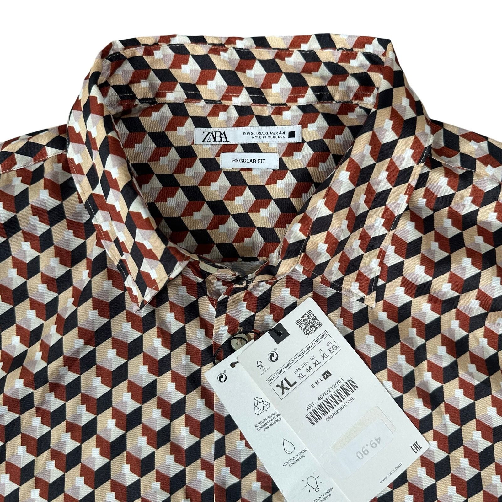 Zara Zara Regular Fit Geometric Print Button Down Shirt Size XL Size US XL / EU 56 / 4 - 5 Thumbnail