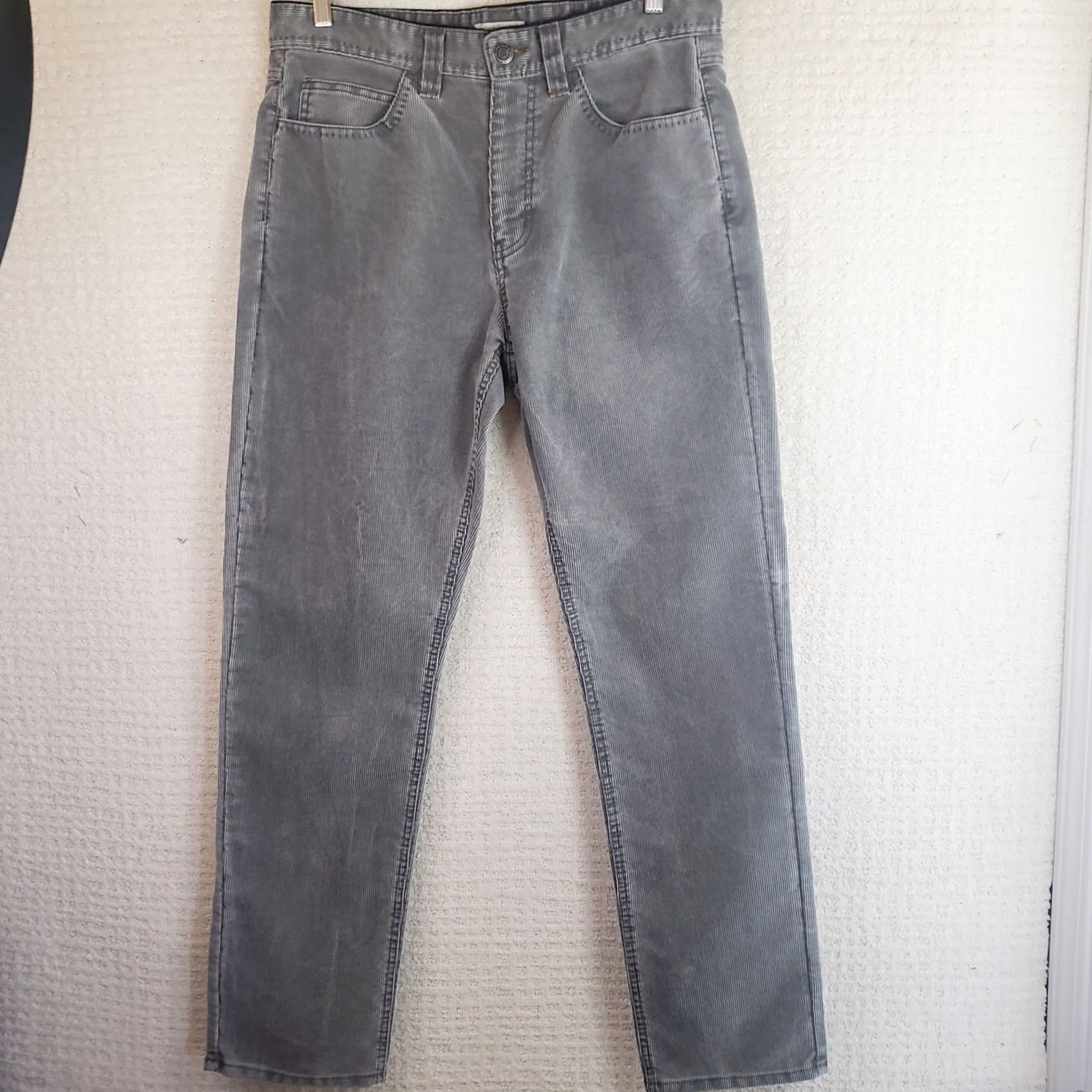 Carbon2Cobalt Carbon 2 Cobalt Pants Mens 33x33 Gray Corduroy Chino Flat Front Regular Fit Belt Loops Slash Pockets Logo Zipper Button Casual Polyester Cotton Size US 33 - 2 Thumbnail
