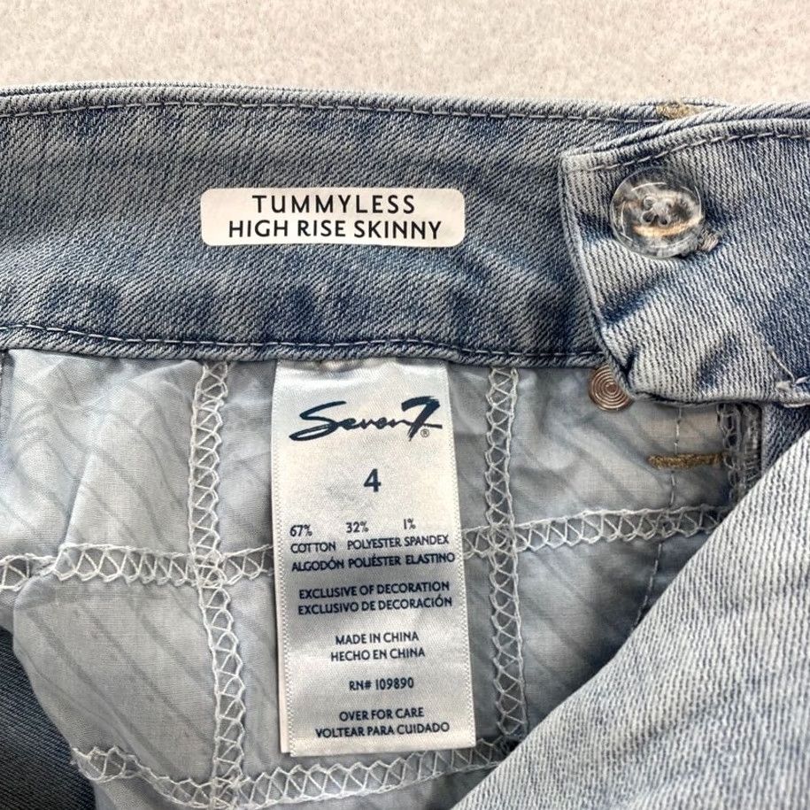 Vintage Seven7 Jeans Women's 4 Tummyless High Rise Skinny Light Wash Denim Jeans Size 27" / US 4 / IT 40 - 6 Thumbnail