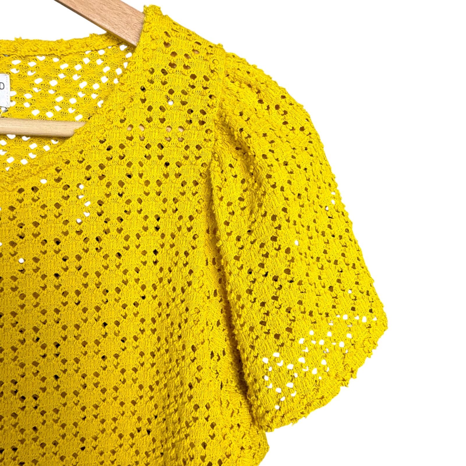 Madewell Madewell Women's Small Yellow Knit Flutter Sleeve Blouse Size S / US 4 / IT 40 - 4 Thumbnail