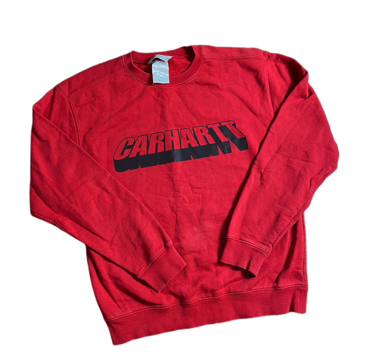 Pre-owned Carhartt X Vintage Sweatshirt Carhartt Streatwear Big Logo Y2k In Red