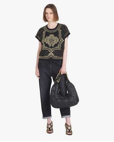 Balmain o1y0625 T-Shirt in Black/Gold Size XS / US 0-2 / IT 36-38 - 6 Thumbnail