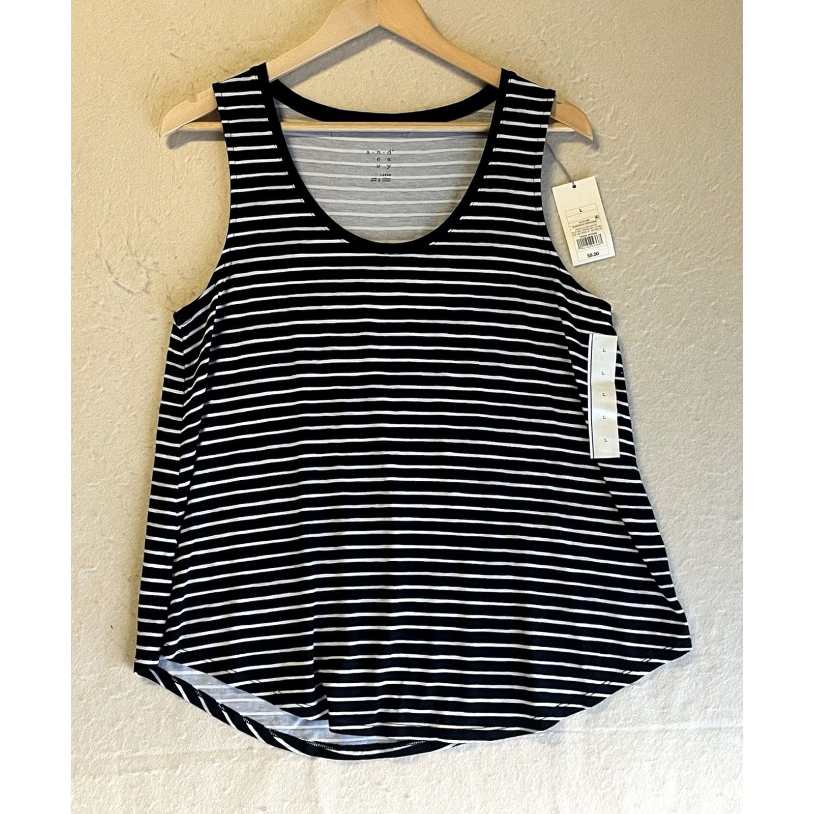 Vintage A New Day Tank Women L Black White Striped Tank Top NWT Size L / US 10 / IT 46 - 2 Thumbnail