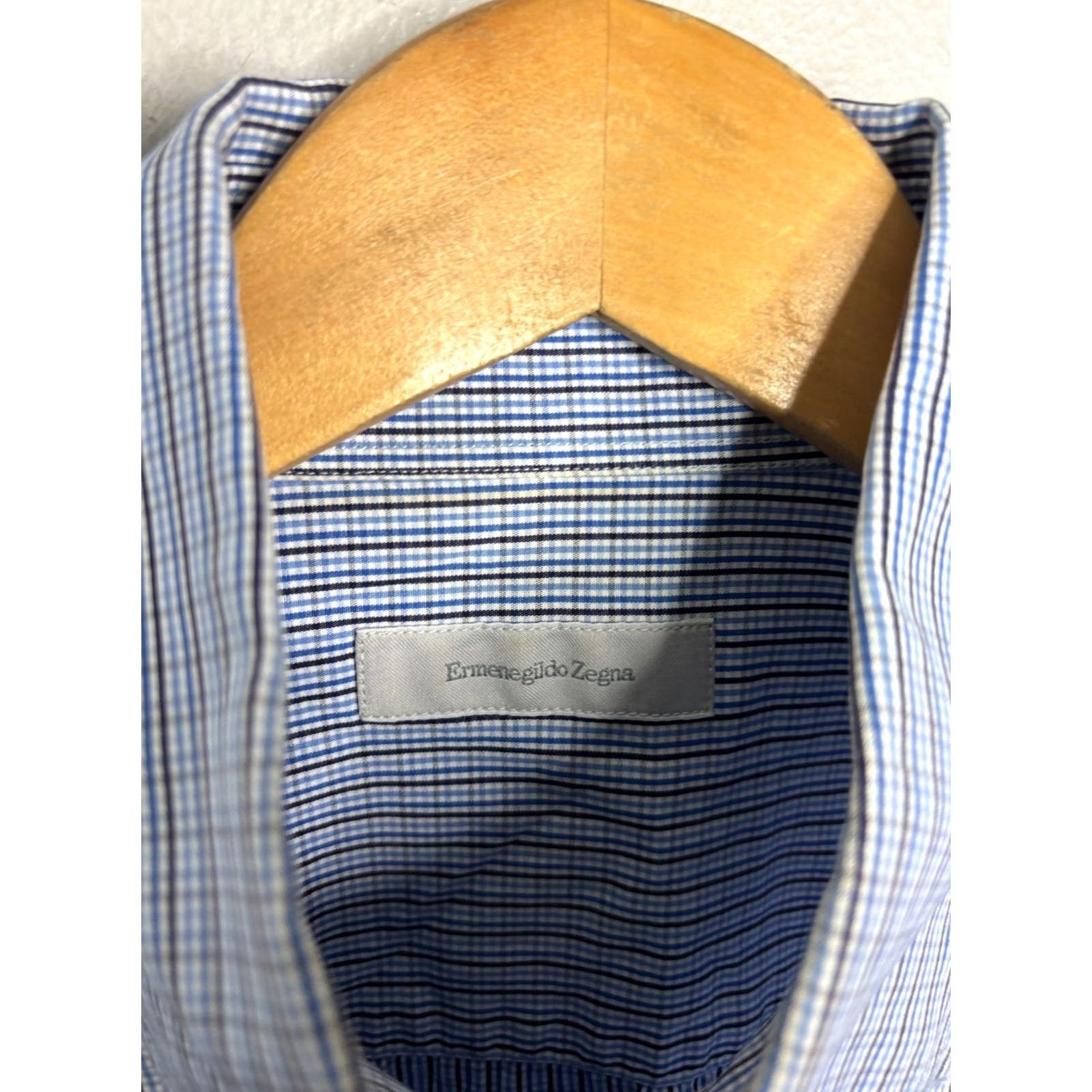 Ermenegildo Zegna Ermenegildo Zegna Dress Shirt Mens L Plaid Button-Up Blue Multicolor 5962 Size 42R - 3 Thumbnail