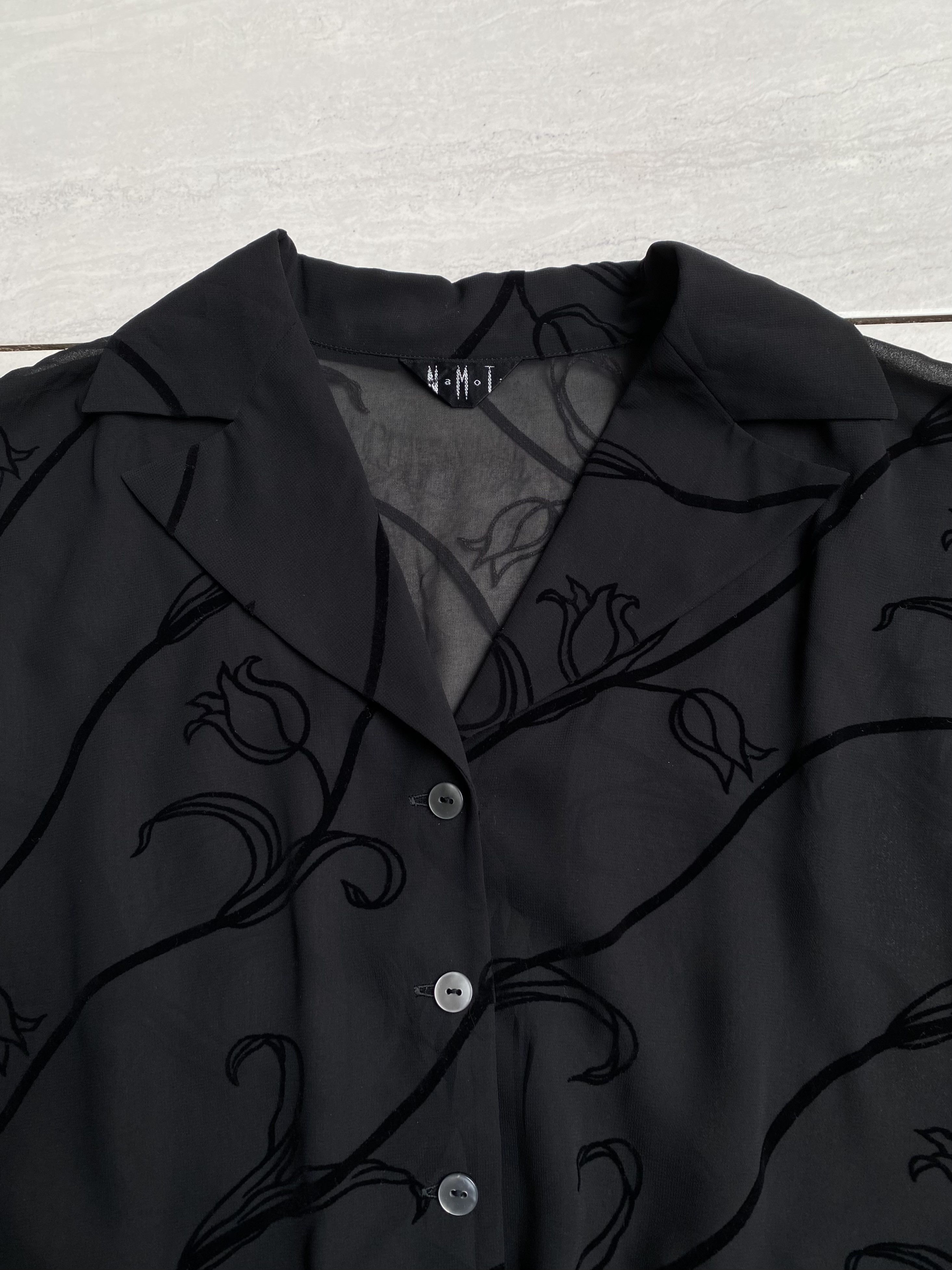 Japanese Brand NAMOTO Punk Bondage Black Mesh Blouse Size XS / US 0-2 / IT 36-38 - 4 Thumbnail
