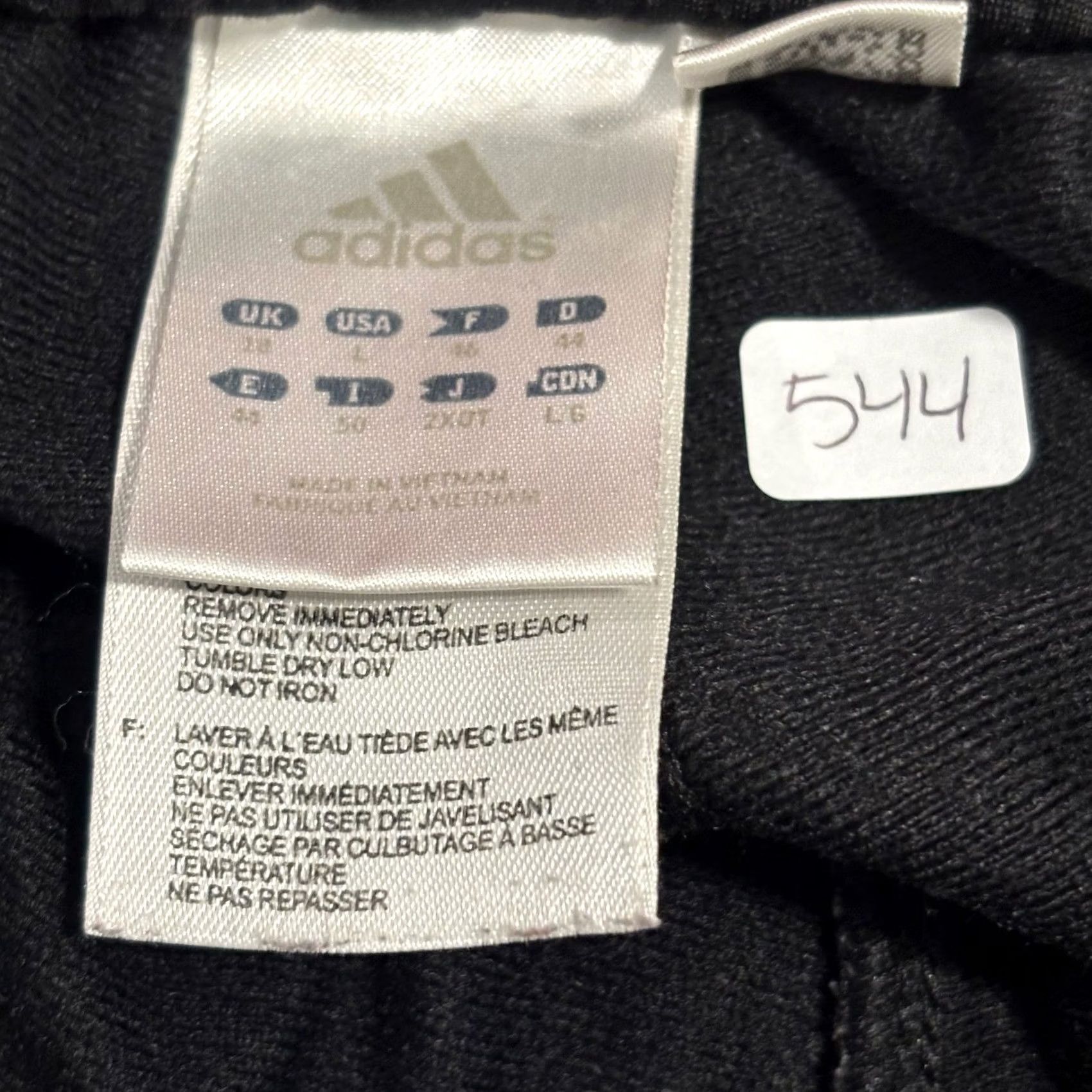 Adidas Adidas Track Pants Mens Large Black Light Blue 3-Stripe Athletic Sweatpants L Size US 33 - 2 Thumbnail