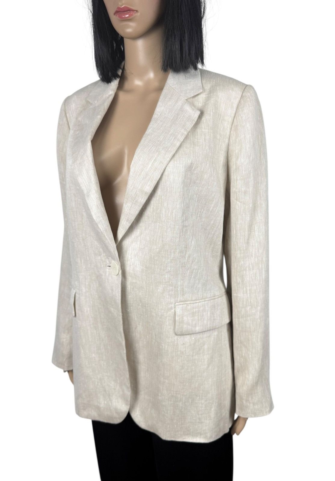 Massimo Dutti Massimo Dutti Linen Blazer Ivory size US8 EU40 Size M / US 6-8 / IT 42-44 - 4 Thumbnail