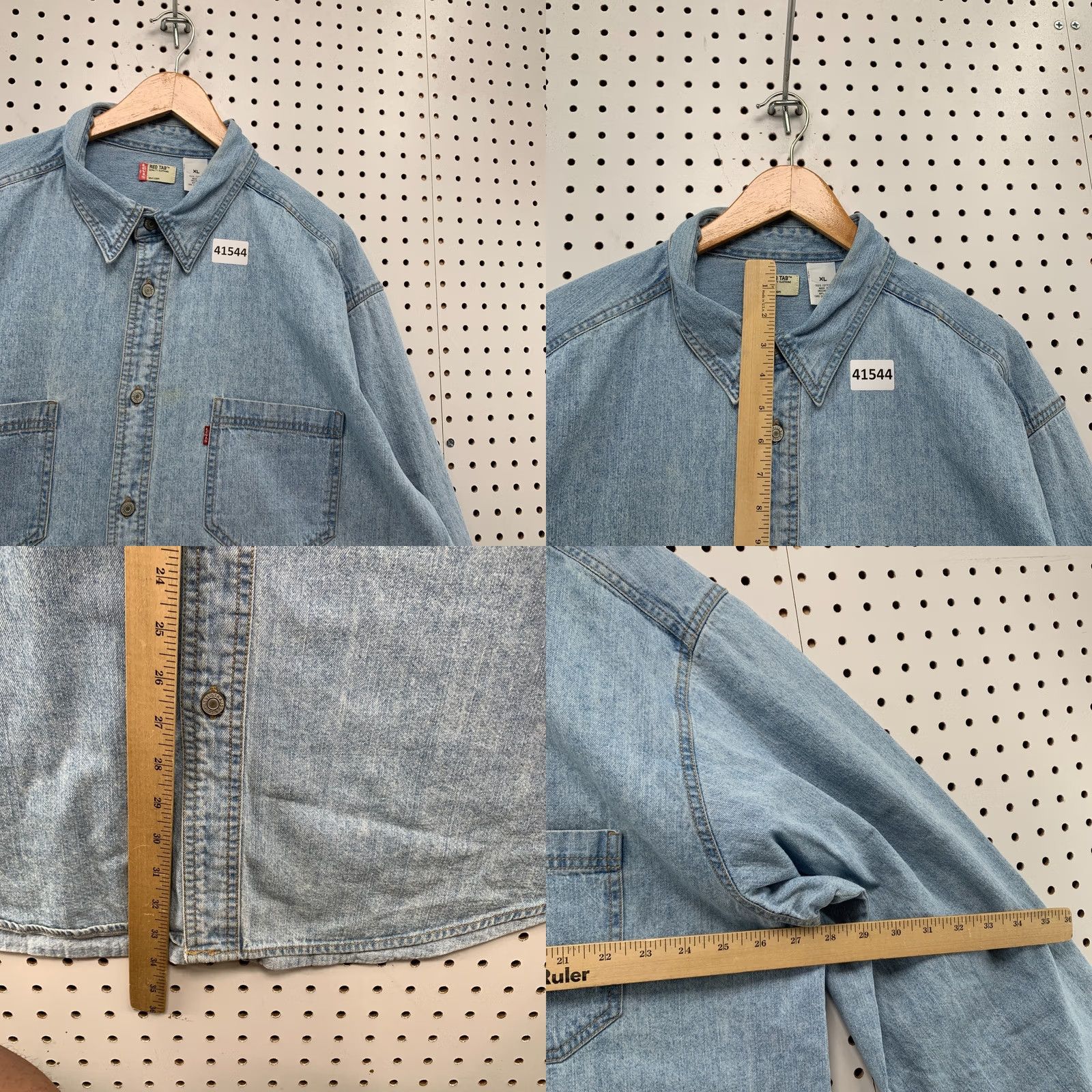 Levi's Levi's Red Tab Denim Button Shirt Men XL Blue Light Wash Western Cowboy 28x34 Size US XL / EU 56 / 4 - 9 Thumbnail