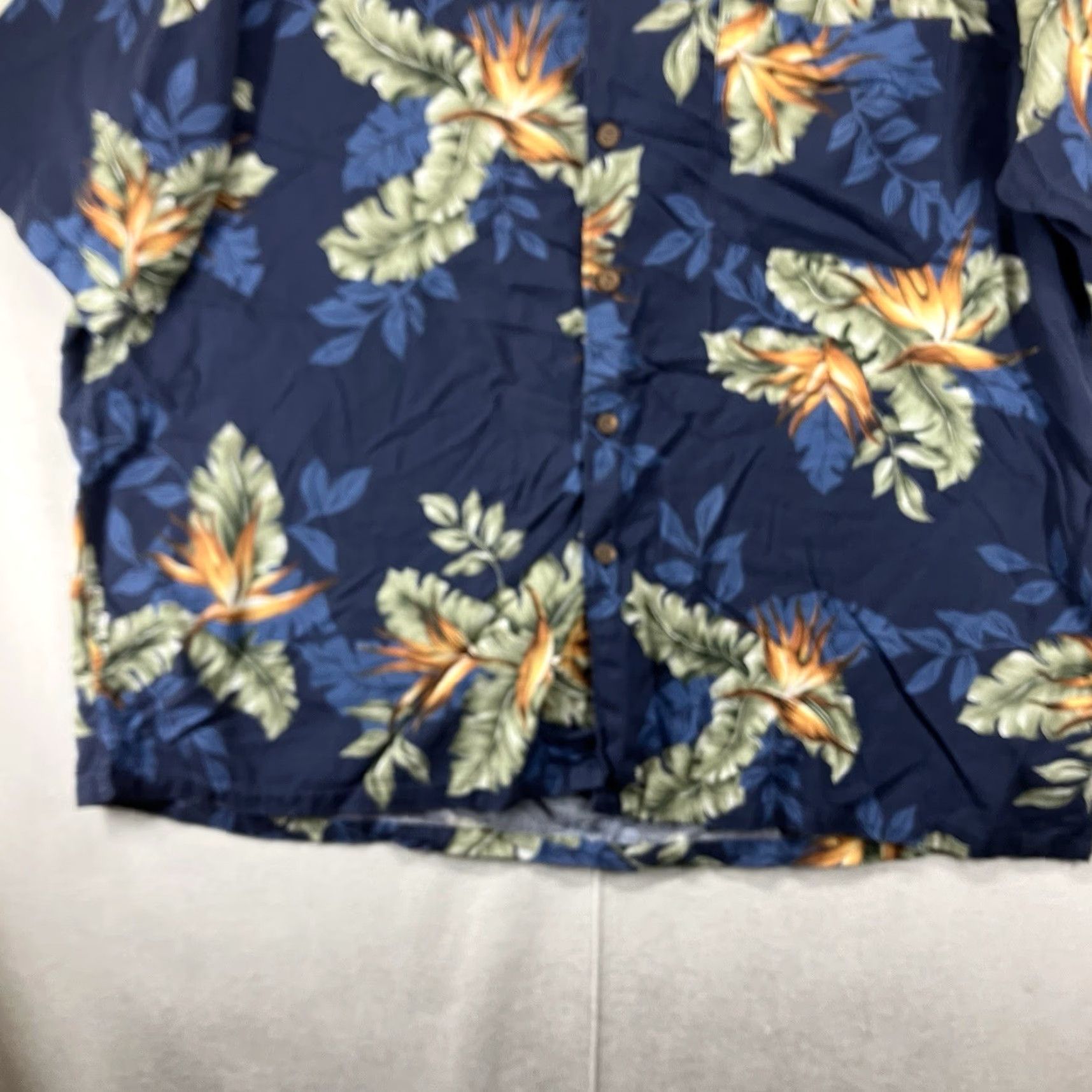 Nautica Nautica Floral Button-Up Shirt Mens XL Blue Short Sleeve Casual Cotton Blend Size US XL / EU 56 / 4 - 7 Thumbnail