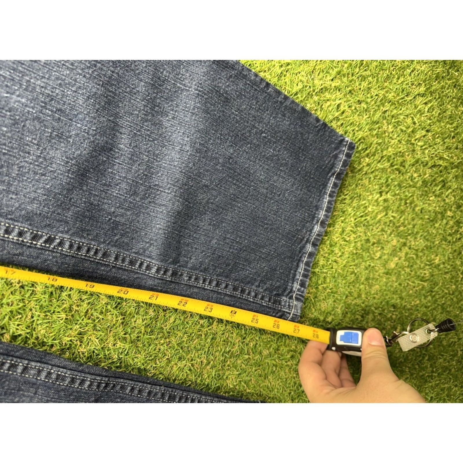 Denime Duluth Jeans Mens 38X30 Blue Dark Wash Denim Standard Fit Work 5-Pocket Straight Mid 10-12in Inseam 30in Cotton Denim Logo Vintage: No Size US 38 / EU 54 - 4 Thumbnail