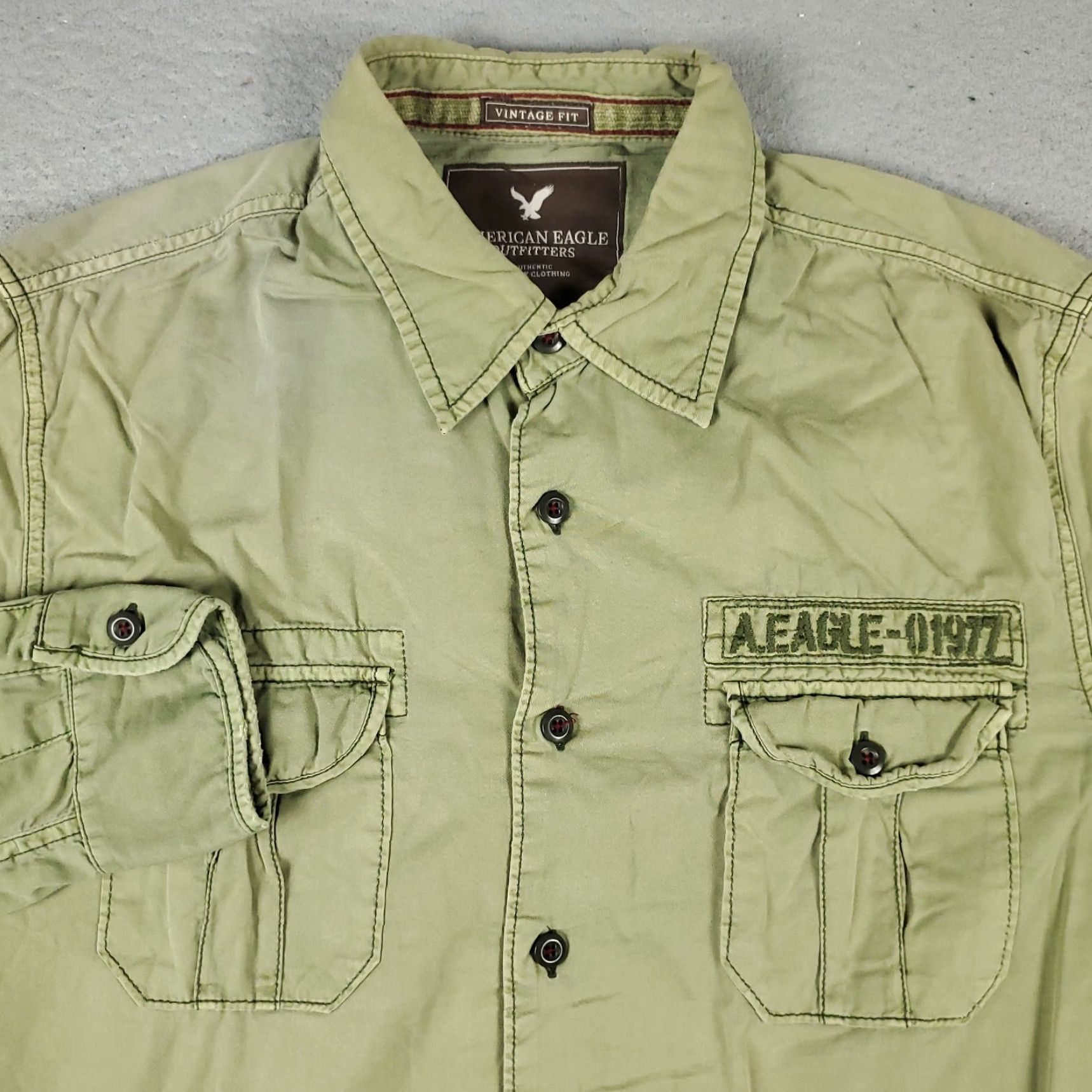 American Eagle Outfitters American Eagle Outfitters Shirt Mens L Green 2 Pocket Button Up Long Sleeve Casual Workwear Modern Preppy 90s? Size US L / EU 52-54 / 3 - 2 Thumbnail