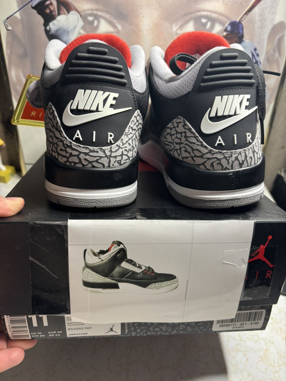 Jordan Brand Jordan 3 Retro Black Cement 2018 Size US 11 / EU 44 - 7 Thumbnail