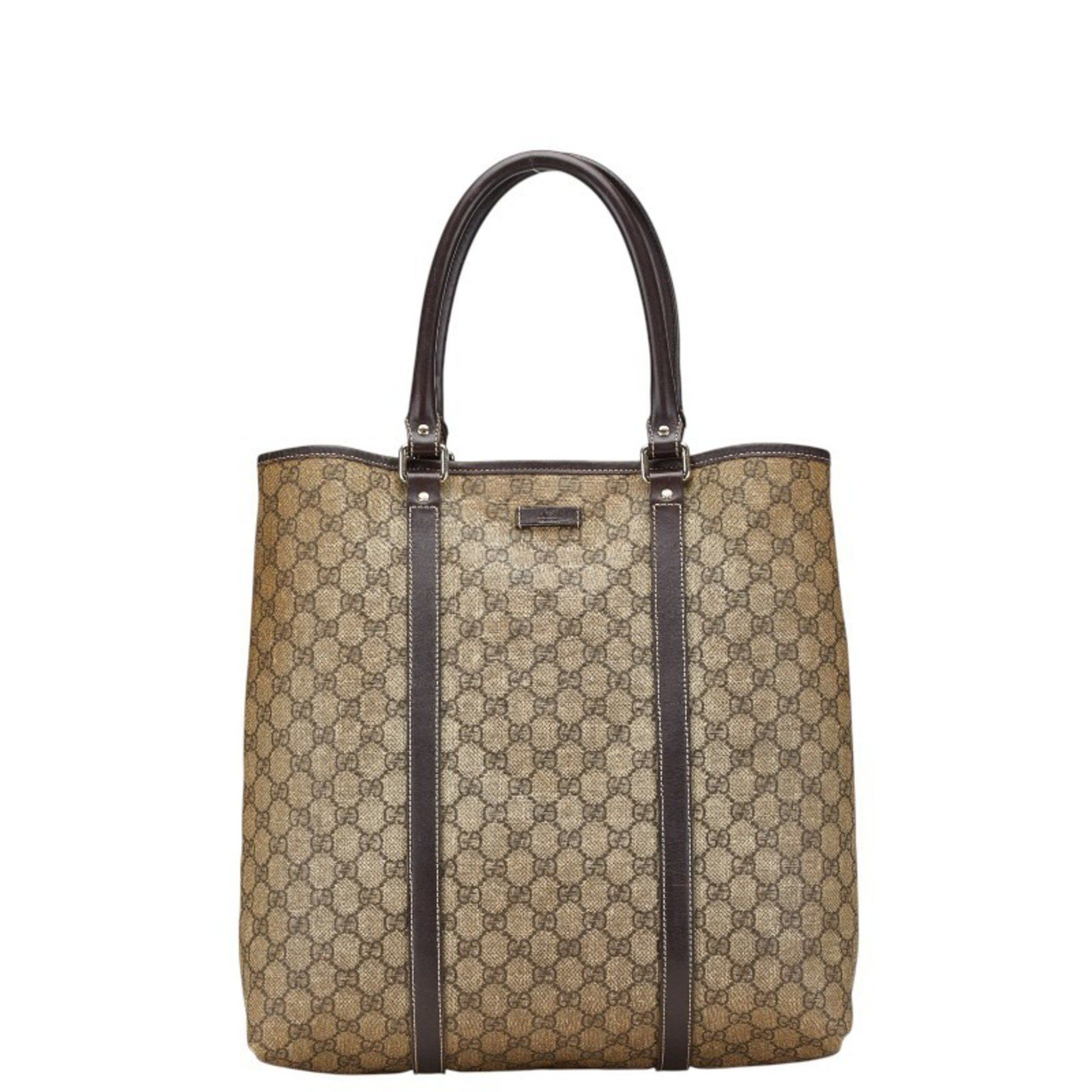 Gucci Gucci GG Supreme Tote Bag Shoulder 223668 Beige Brown Leather Women's GUCCI Size ONE SIZE - 1 Thumbnail
