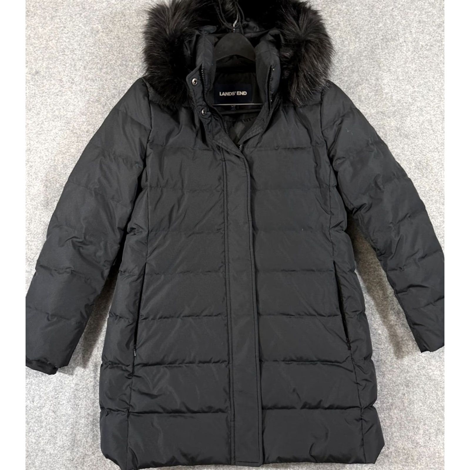 Lands' End Lands' End Down Parka Coat Womens S/6-8 Black Faux Fur Hood Insulated Puffer Long Sleeve Size S / US 4 / IT 40 - 3 Thumbnail