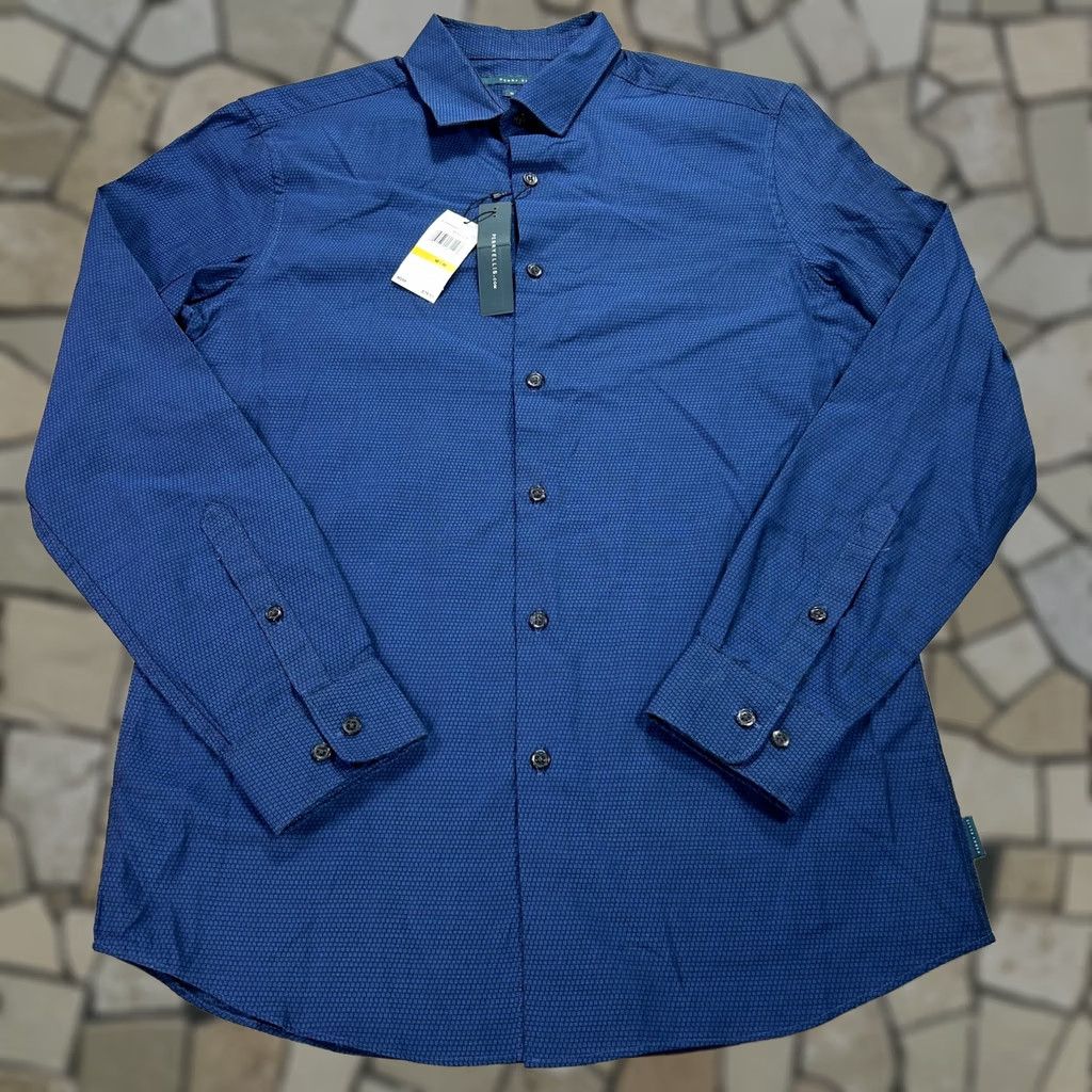 Perry Ellis Perry Ellis Shirt Mens Medium Blue Geometric Long Sleeve Button-Up Slim Fit Size US M / EU 48-50 / 2 - 1 Thumbnail