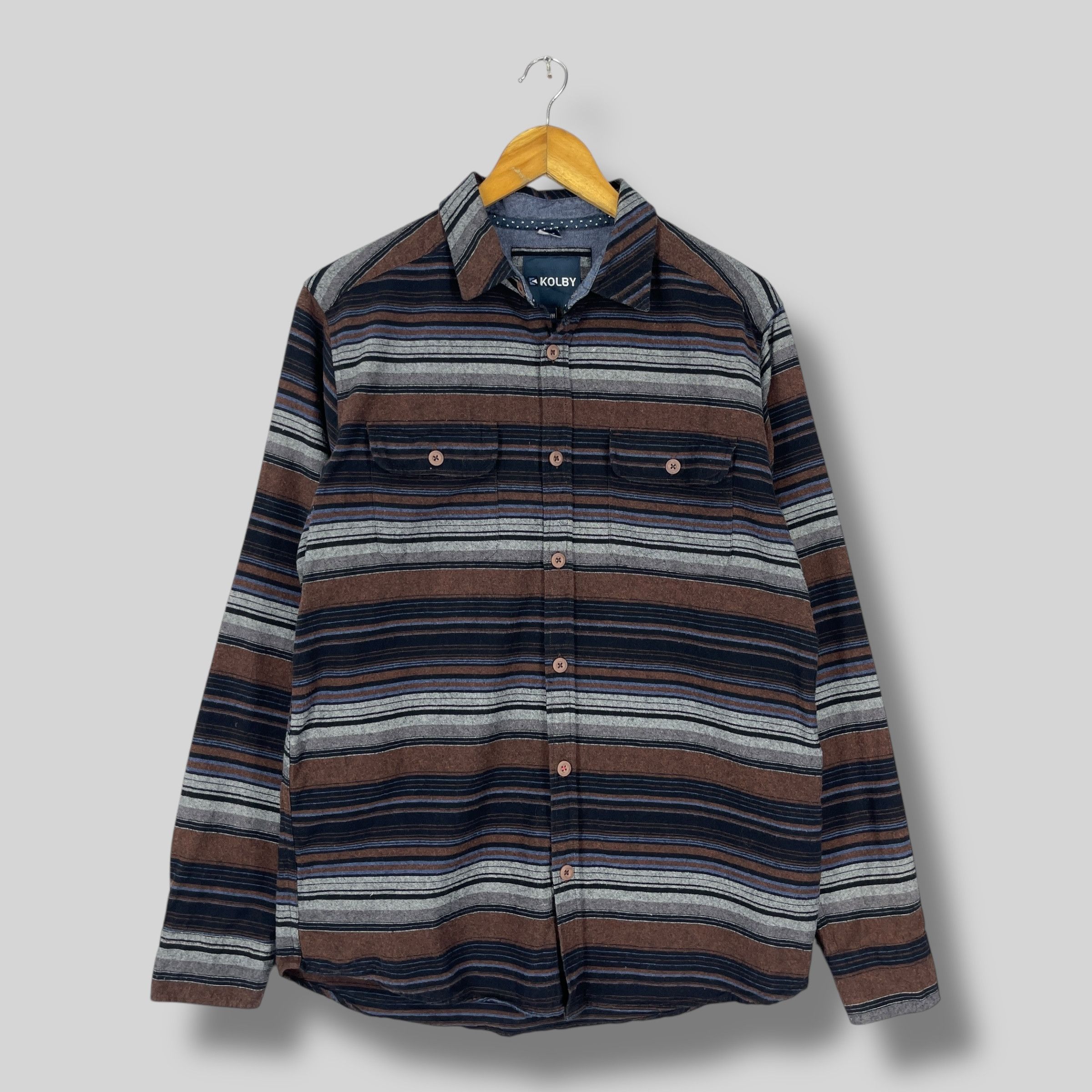 KOLBY Border Stripes Multicolor Flannel Button Up