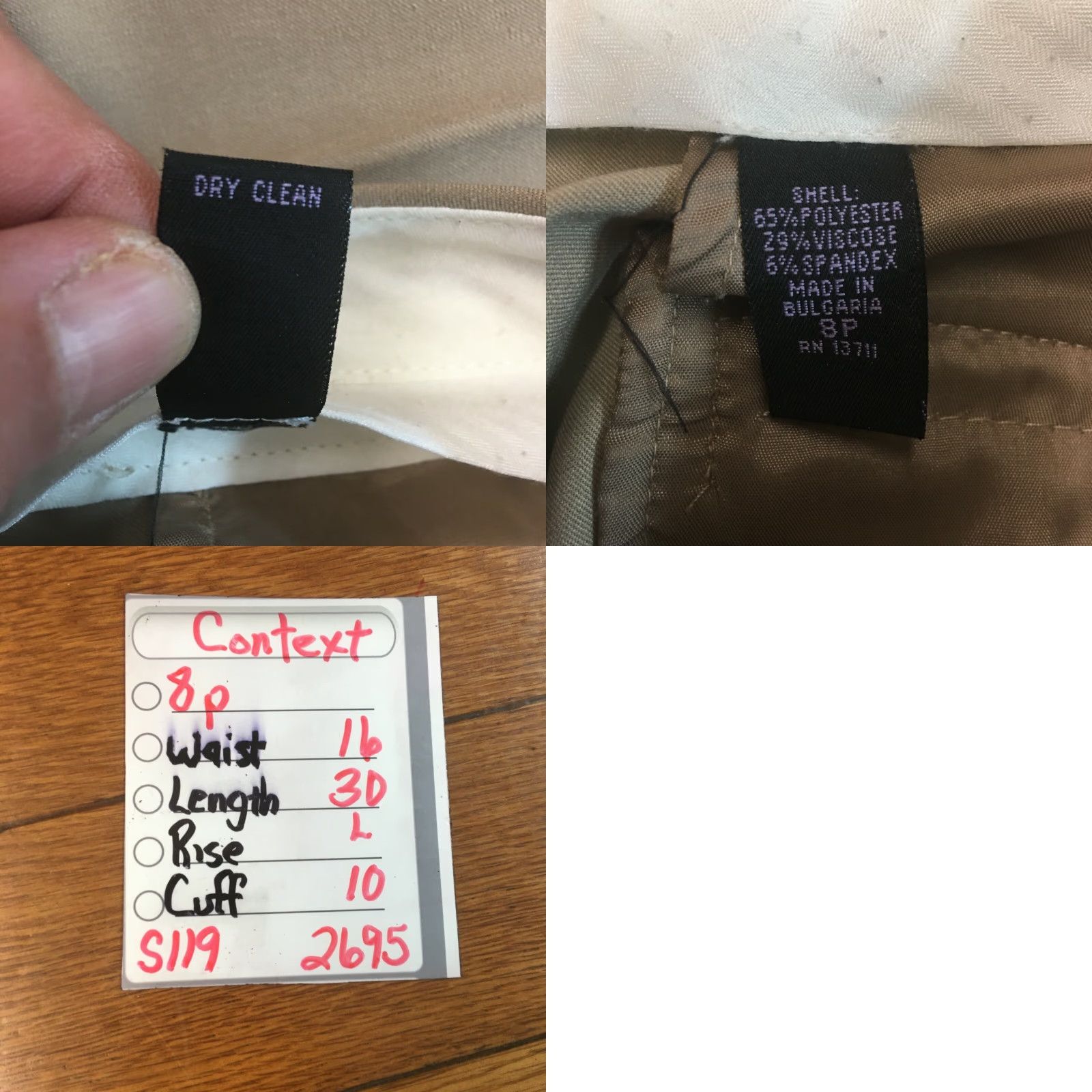 Vintage Context Pants Straight Leg Regluar Fit Dress Khaki Tan Petite Size 8P Womens Size 30" / US 8 / IT 44 - 8 Thumbnail