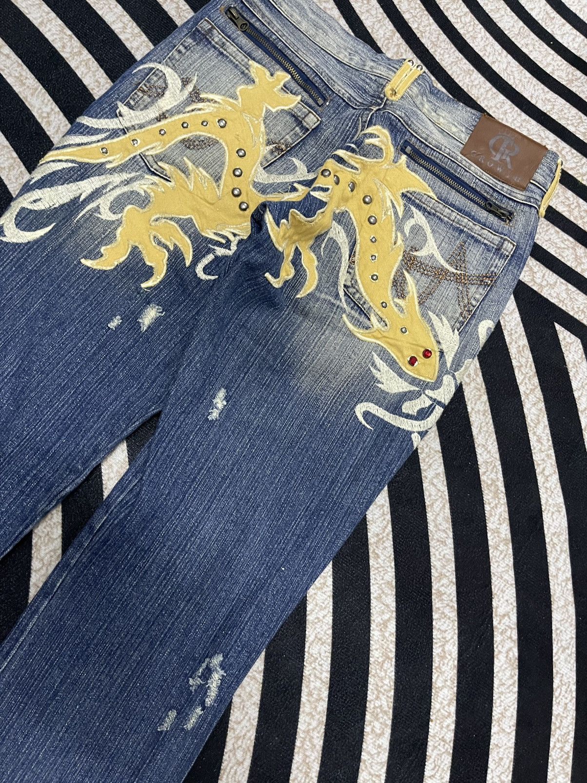 In The Attic 2000s IN THE ATTIC FLARE STUDDED EMBROIDERY JEANS RARE Size US 30 / EU 46 - 17 Thumbnail