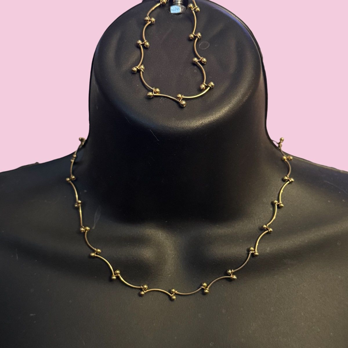 Other Gold tone curved bar link necklace and bracelet set Size ONE SIZE - 1 Thumbnail